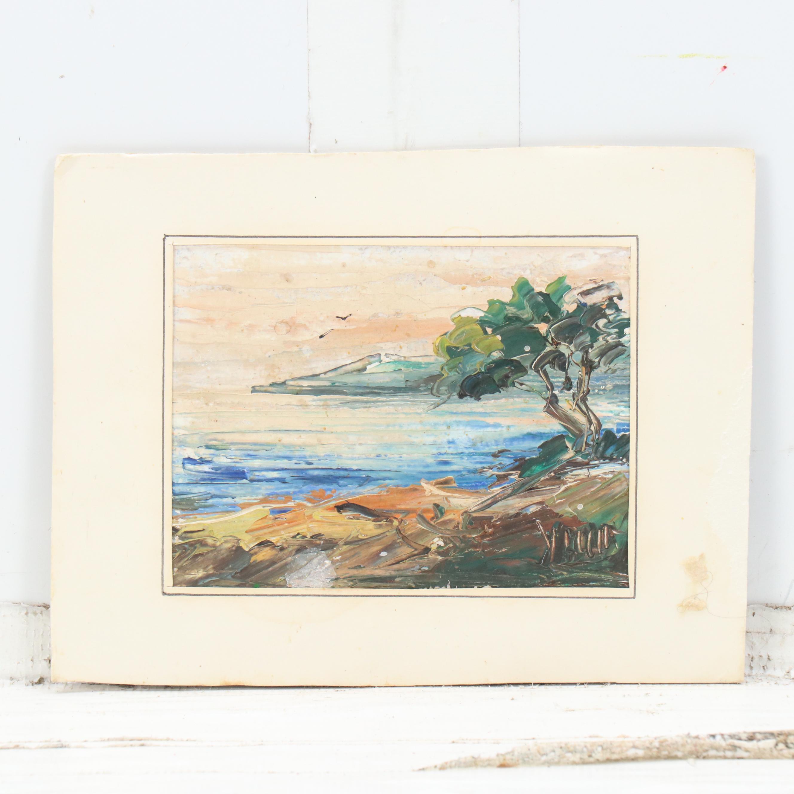 Coastal Landscape Oil Paintings, Mid-20th Century