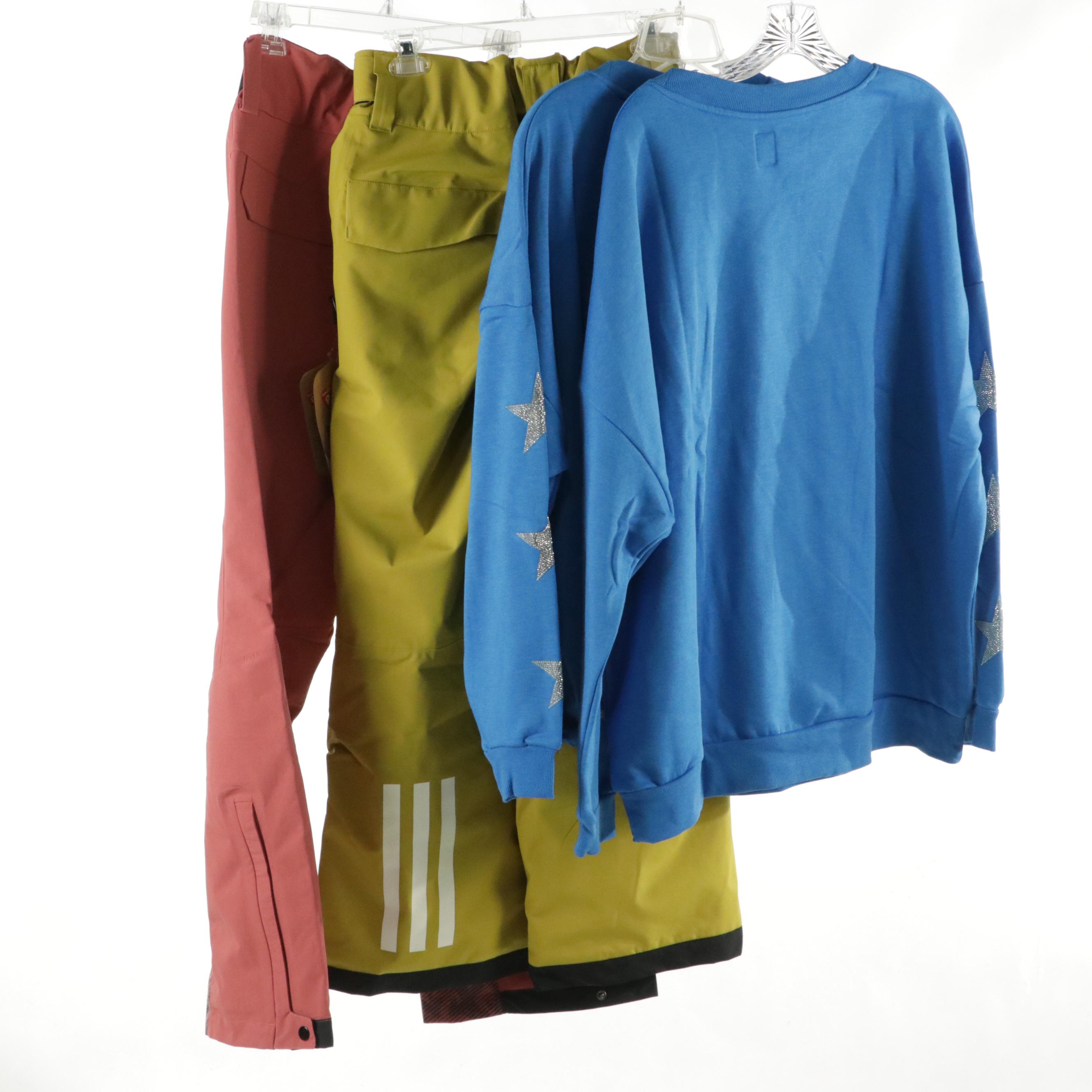 Adidas Terrex Ski Pants in 'Wonder Red' & 'Pulse Green', Other Detroit Crewnecks