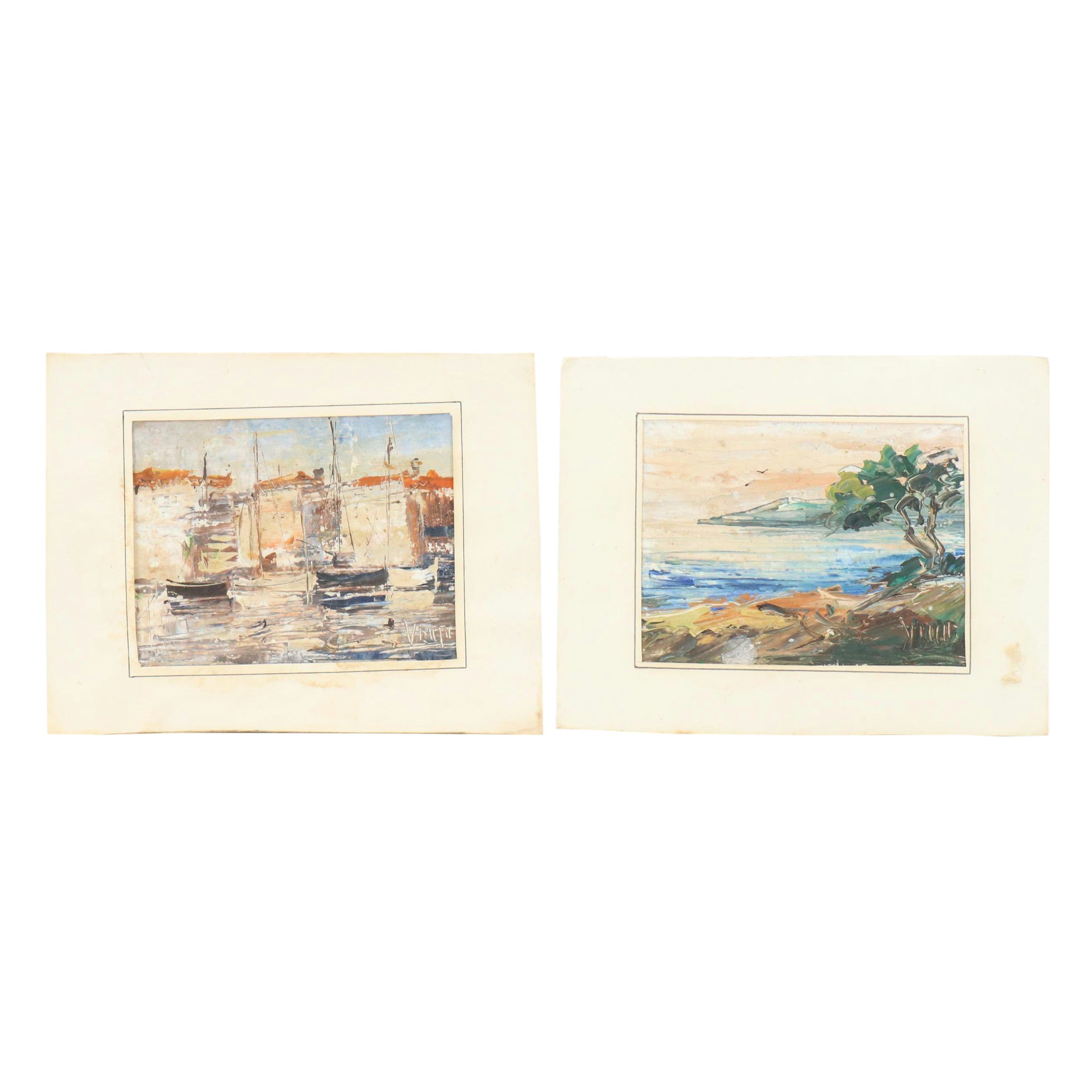 Coastal Landscape Oil Paintings, Mid-20th Century