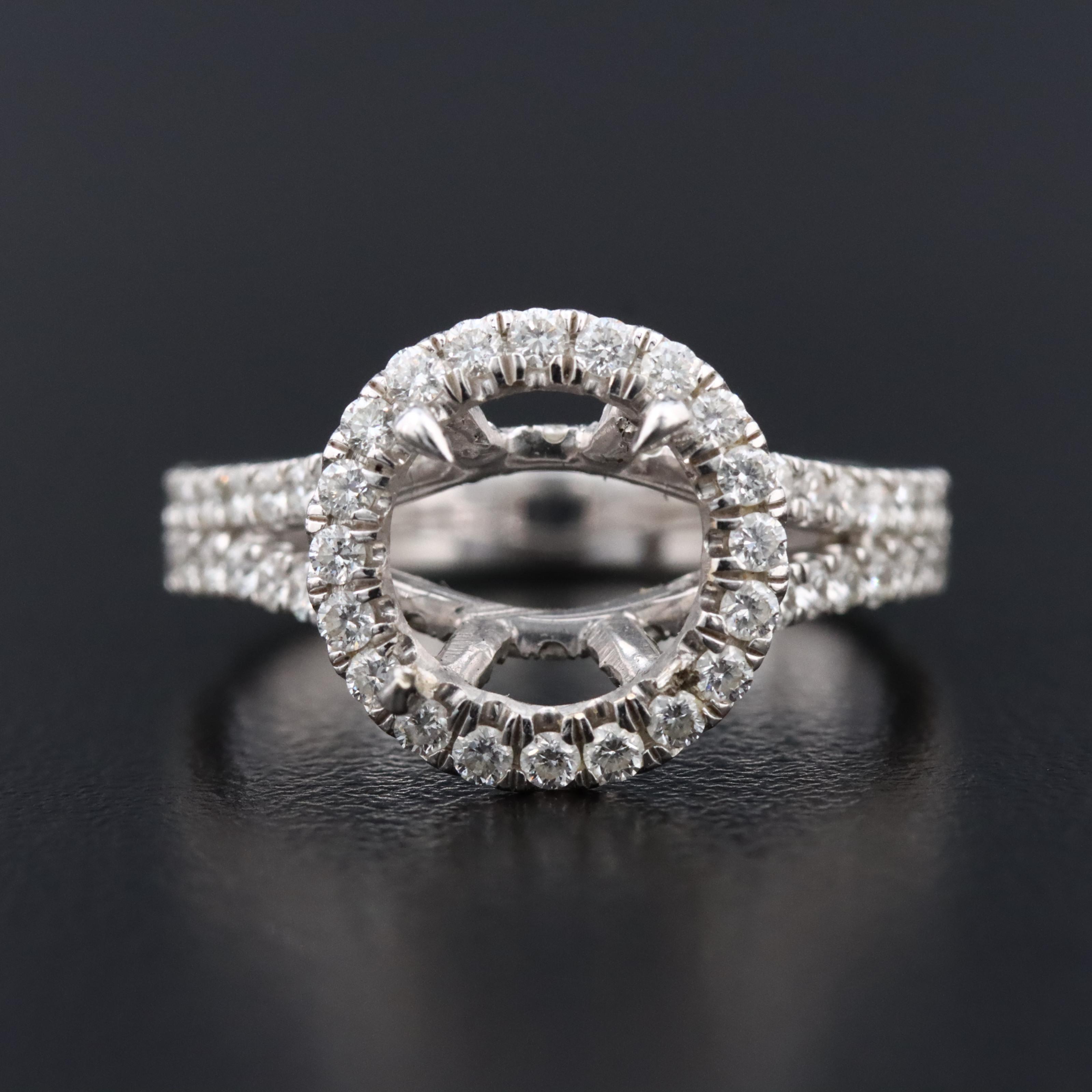 14K 0.95 CTW Diamond Semi-Mount Ring