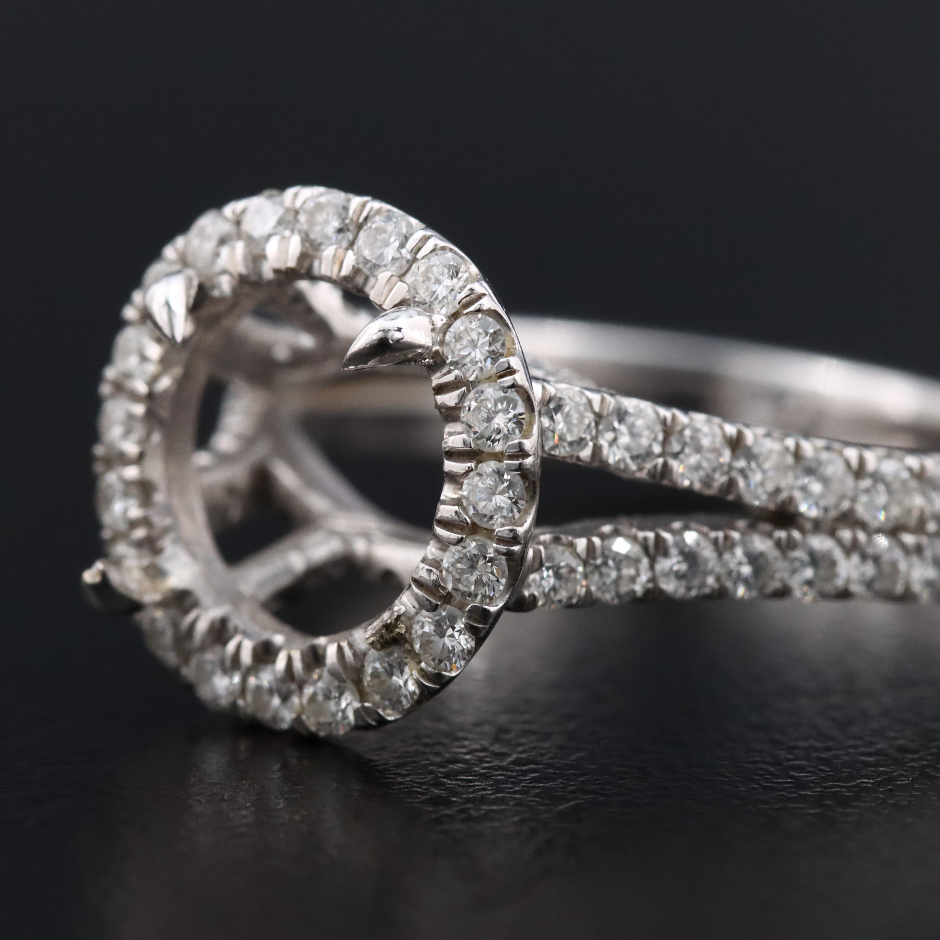 14K 0.95 CTW Diamond Semi-Mount Ring