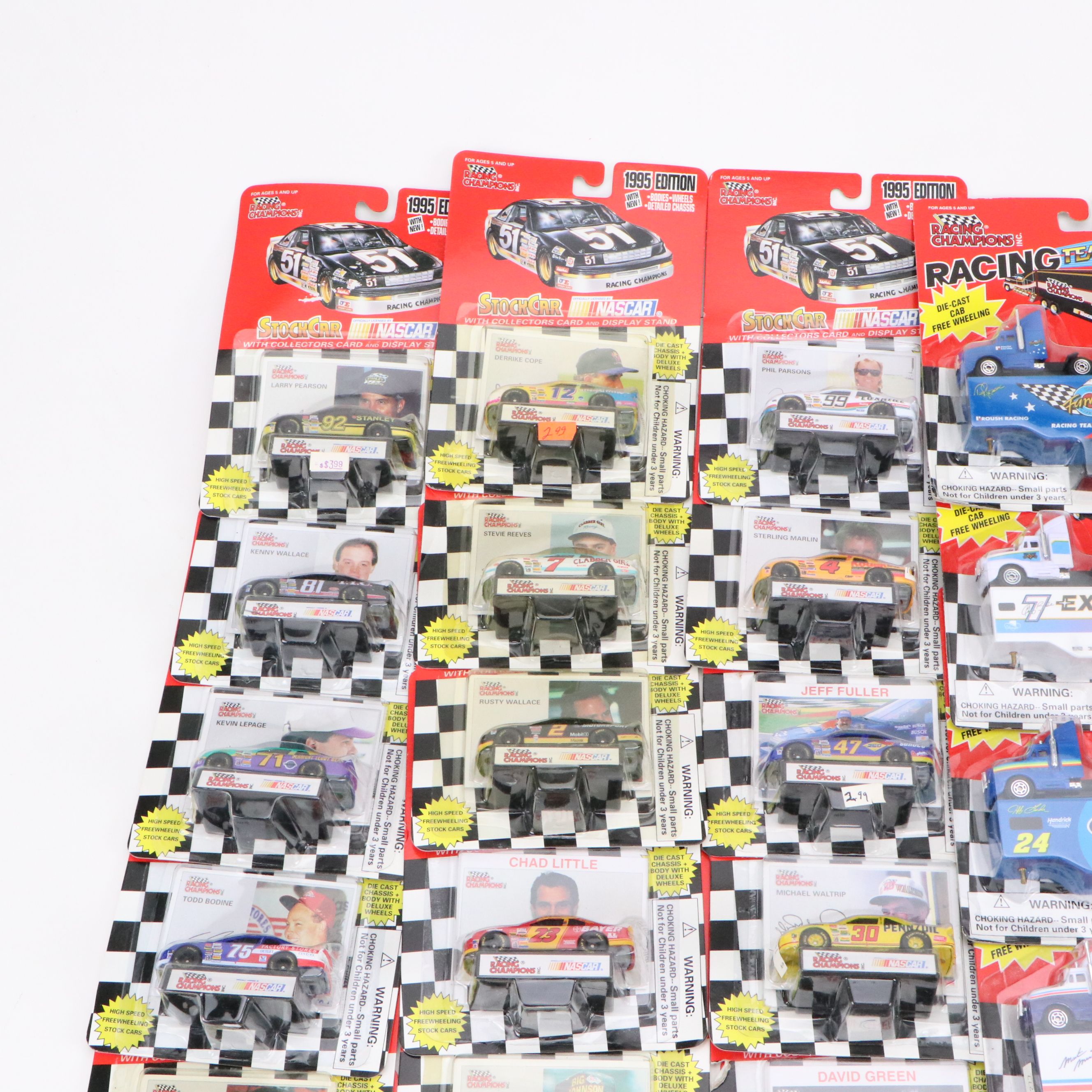 Racing Champions "Racing Team Transporter" and "Stock Car NASCAR" Toy Cars, 1995