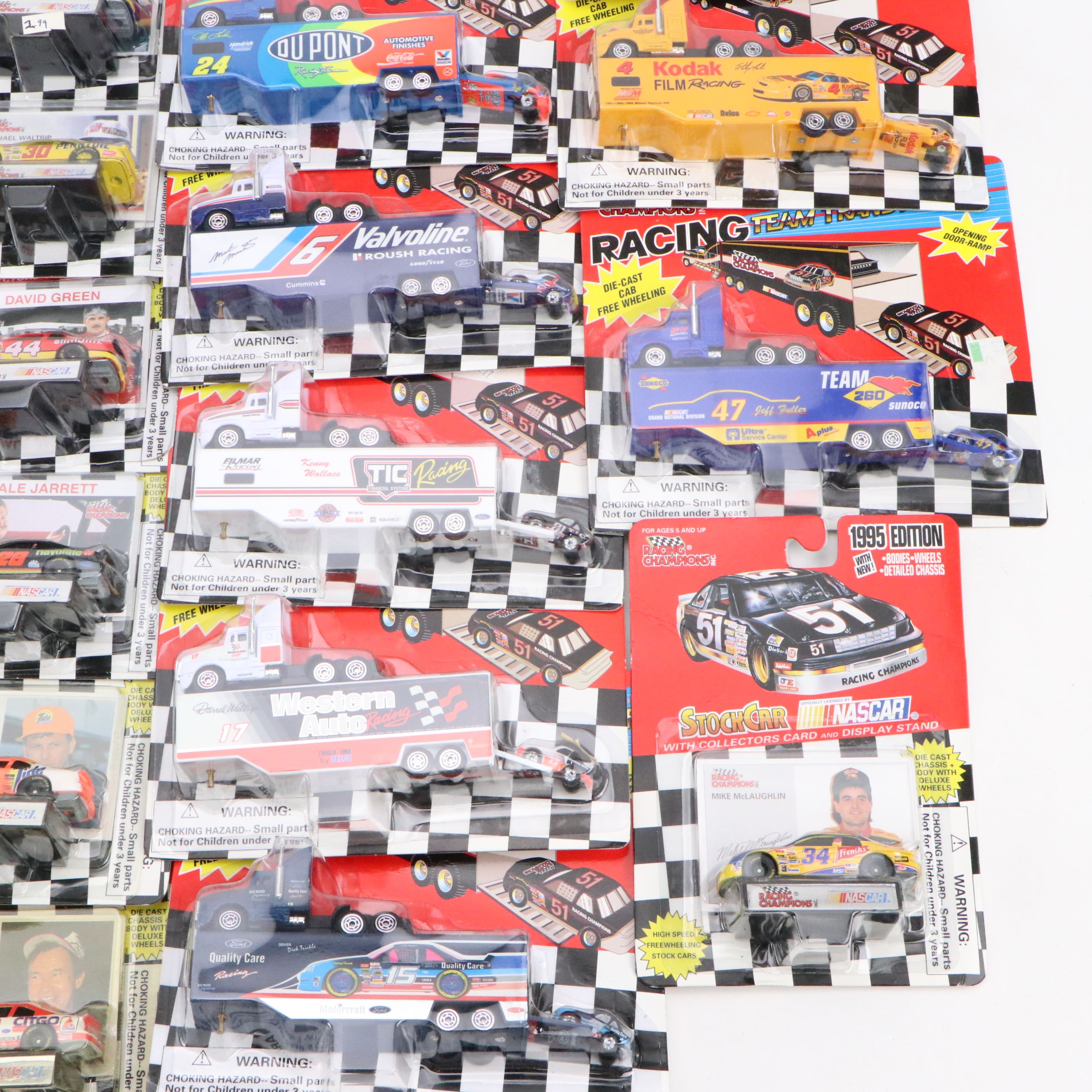Racing Champions "Racing Team Transporter" and "Stock Car NASCAR" Toy Cars, 1995