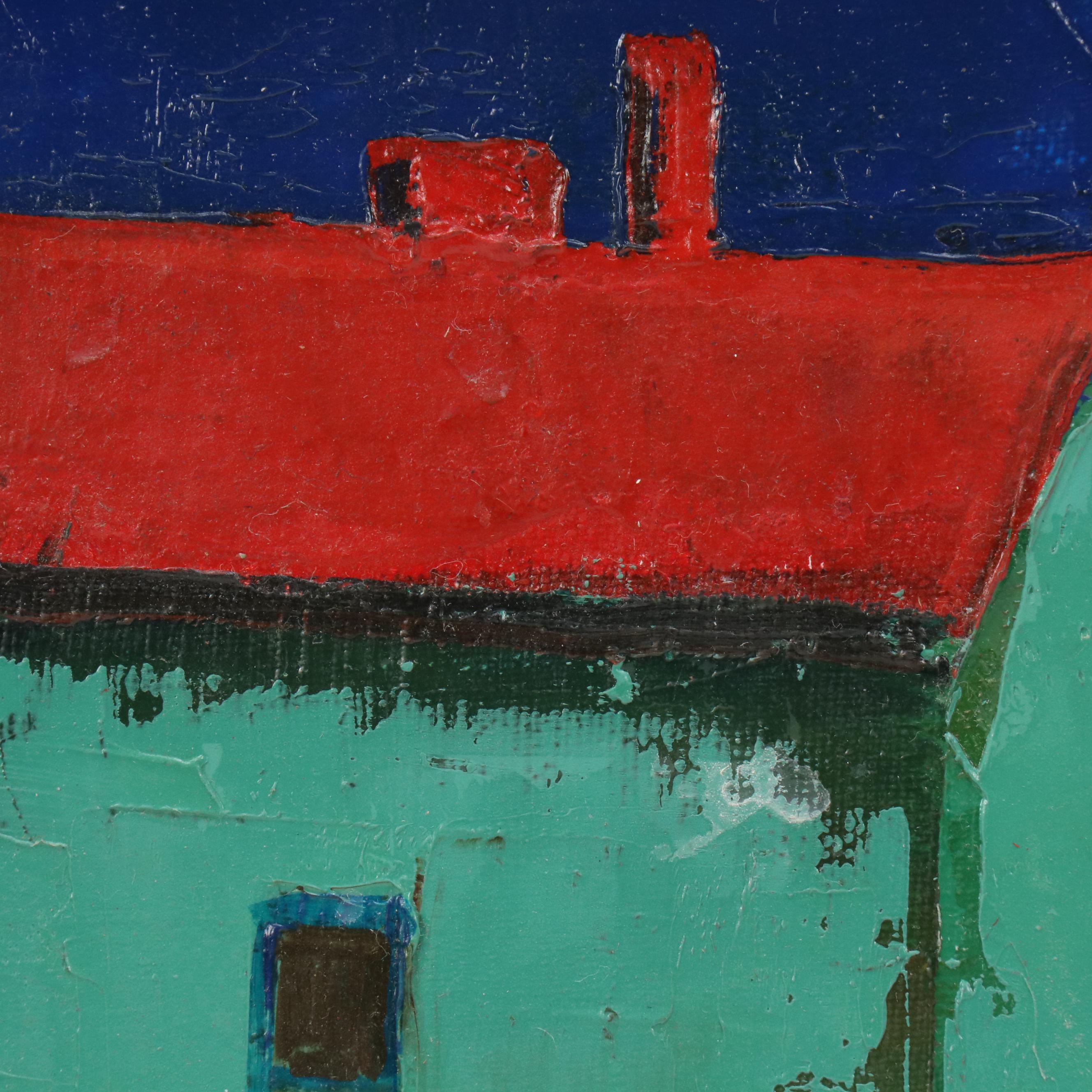 Modern Oil Painting of Townscape, Mid–Late 20th Century