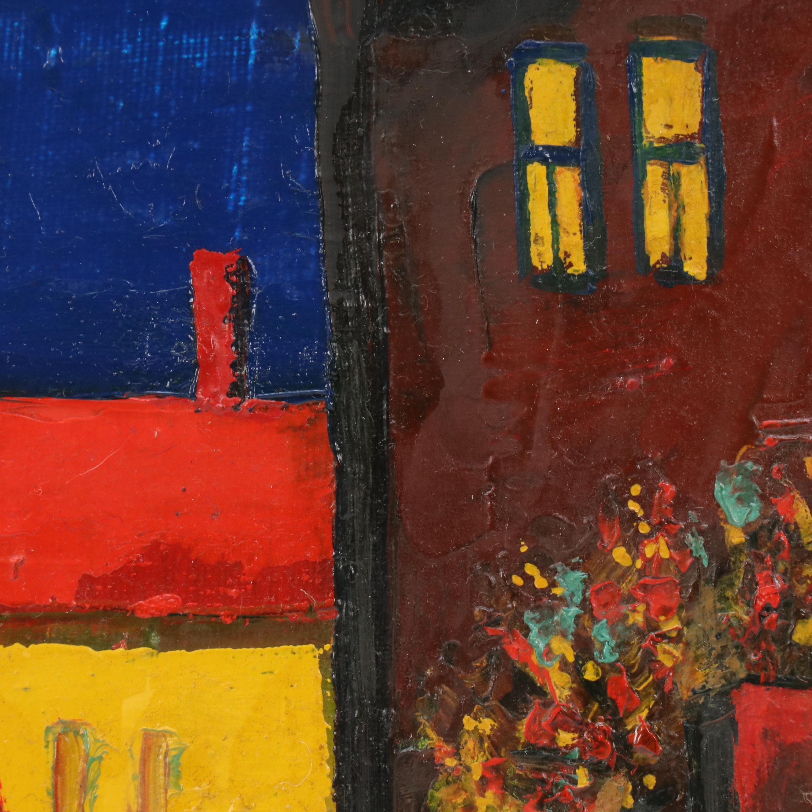 Modern Oil Painting of Townscape, Mid–Late 20th Century