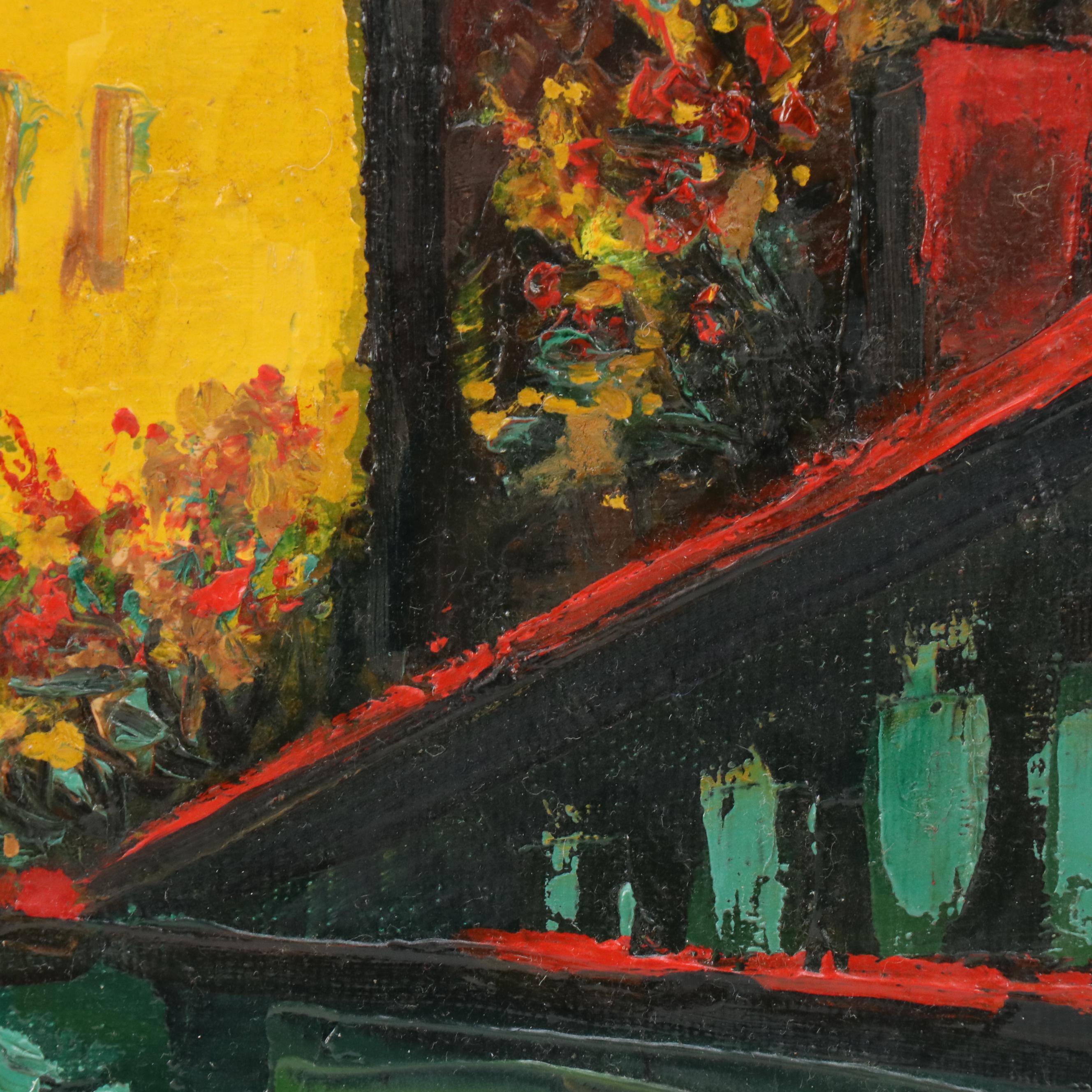 Modern Oil Painting of Townscape, Mid–Late 20th Century