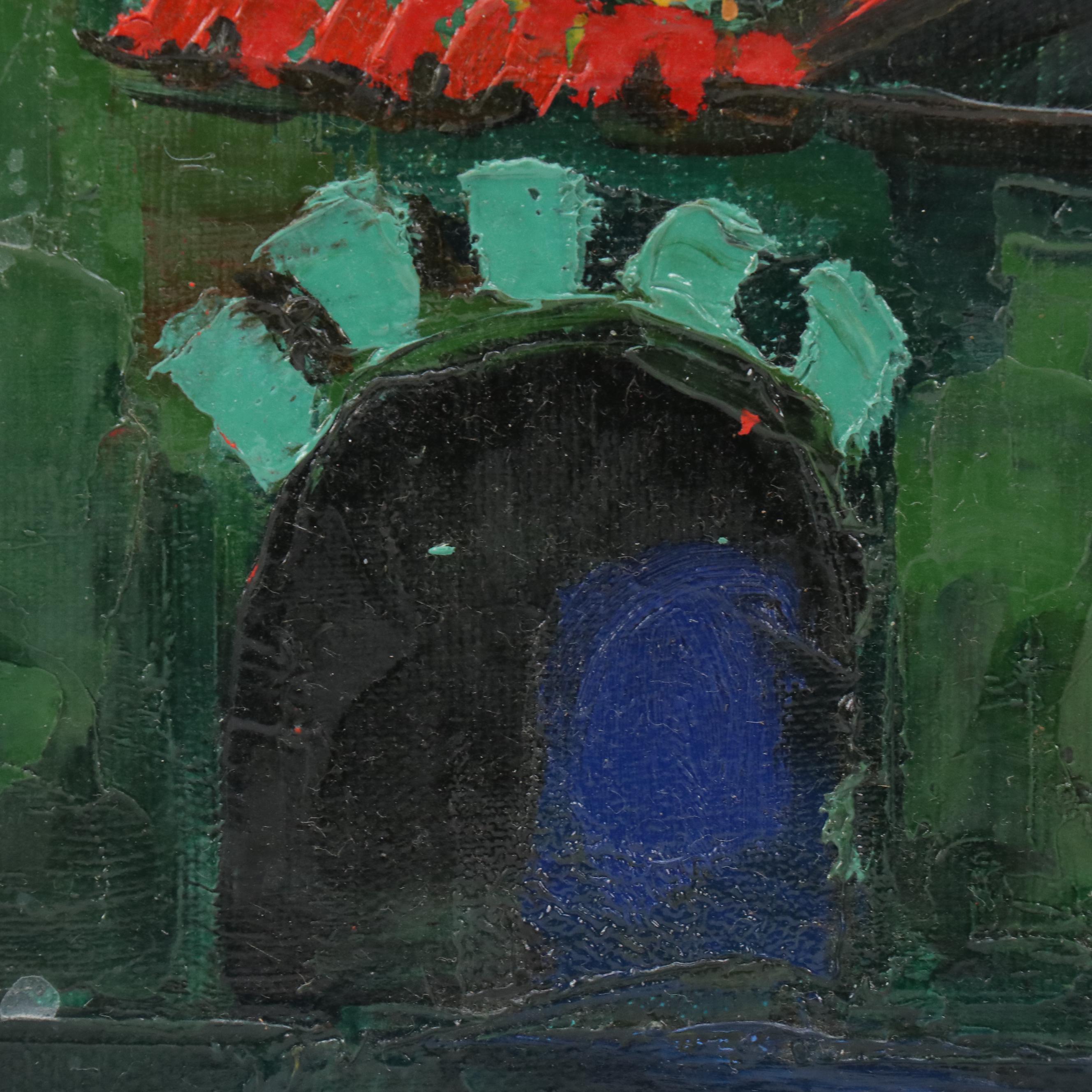 Modern Oil Painting of Townscape, Mid–Late 20th Century