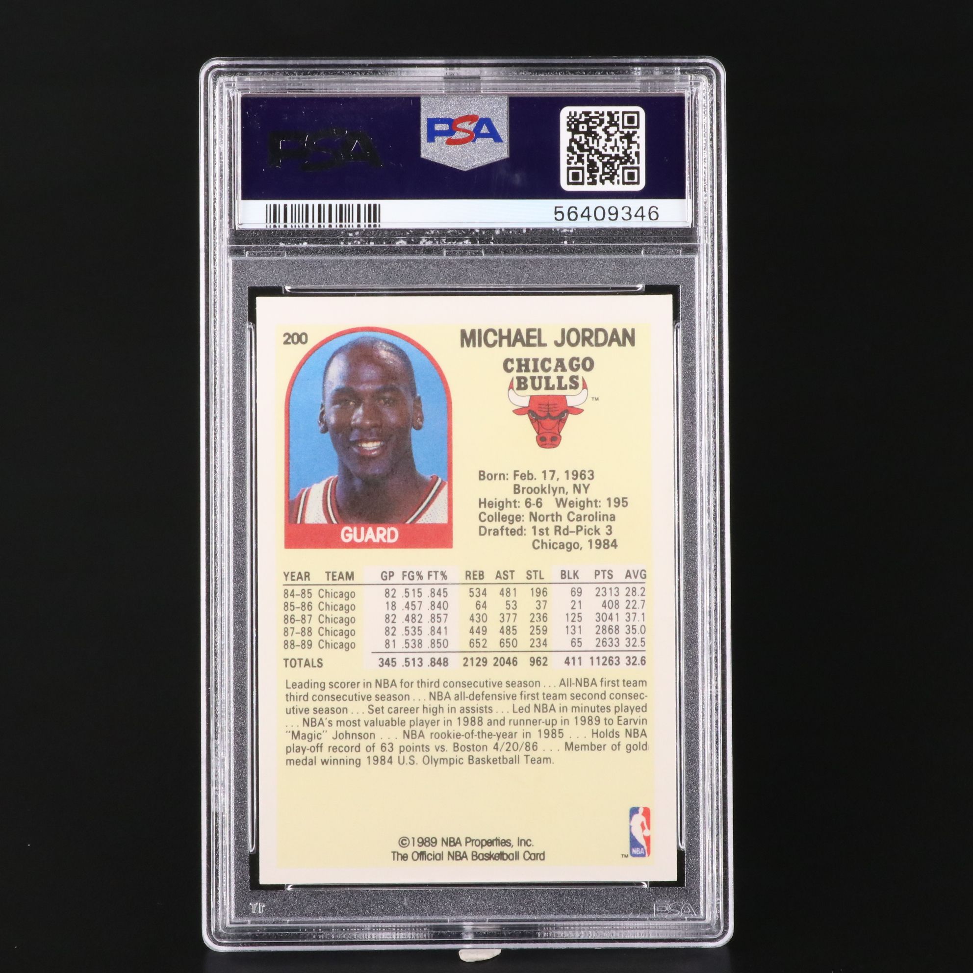 1989 NBA Hoops Michael Jordan Chicago Bulls Basketball Card Graded PSA 9