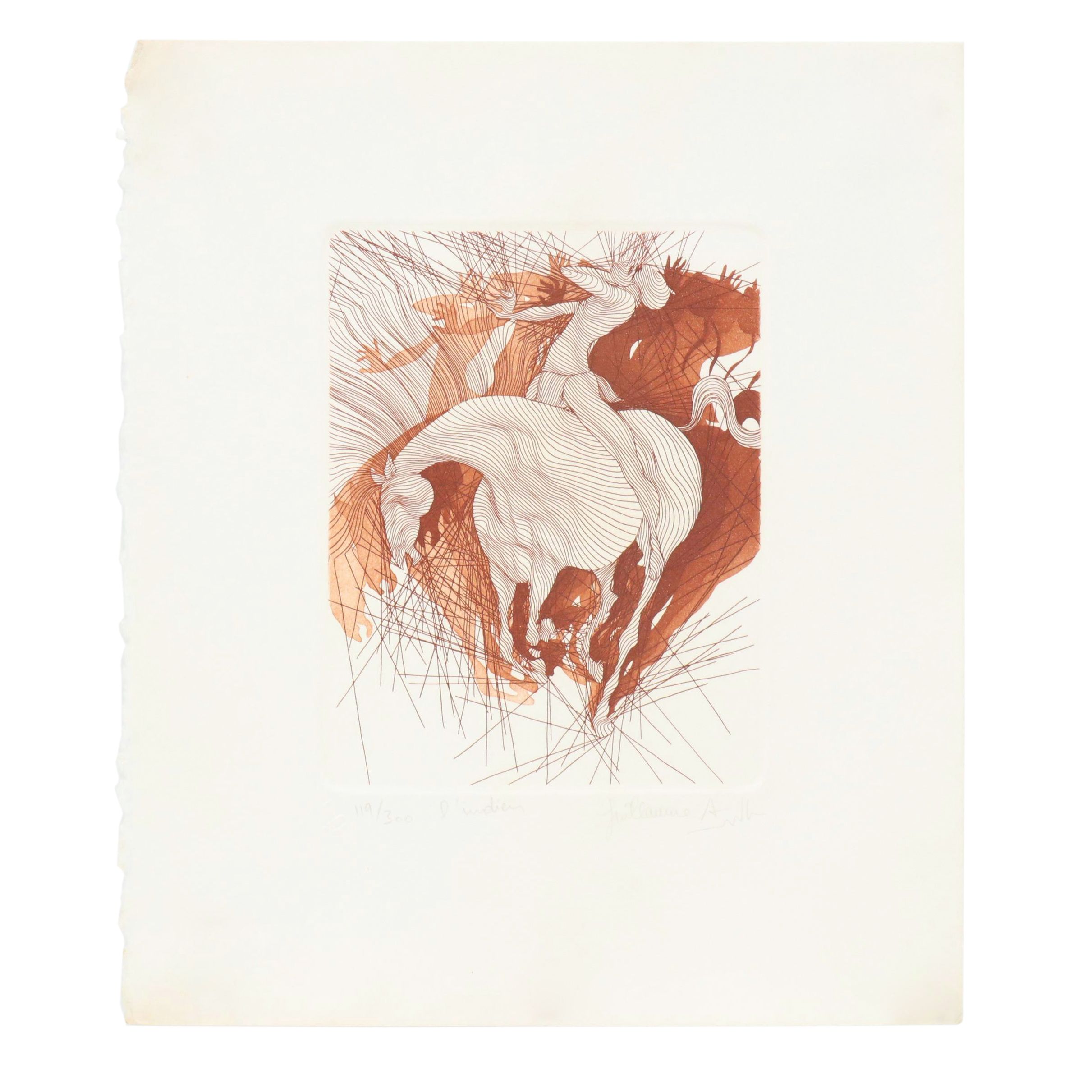 Guillaume Azoulay Etching "Taurus Sépia," 2006