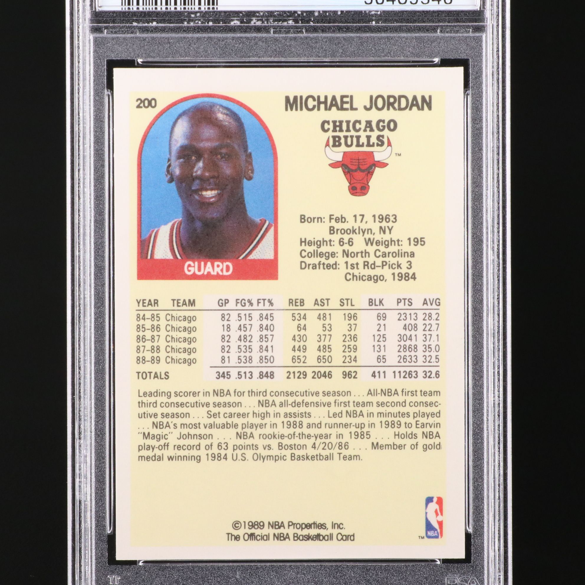 1989 NBA Hoops Michael Jordan Chicago Bulls Basketball Card Graded PSA 9