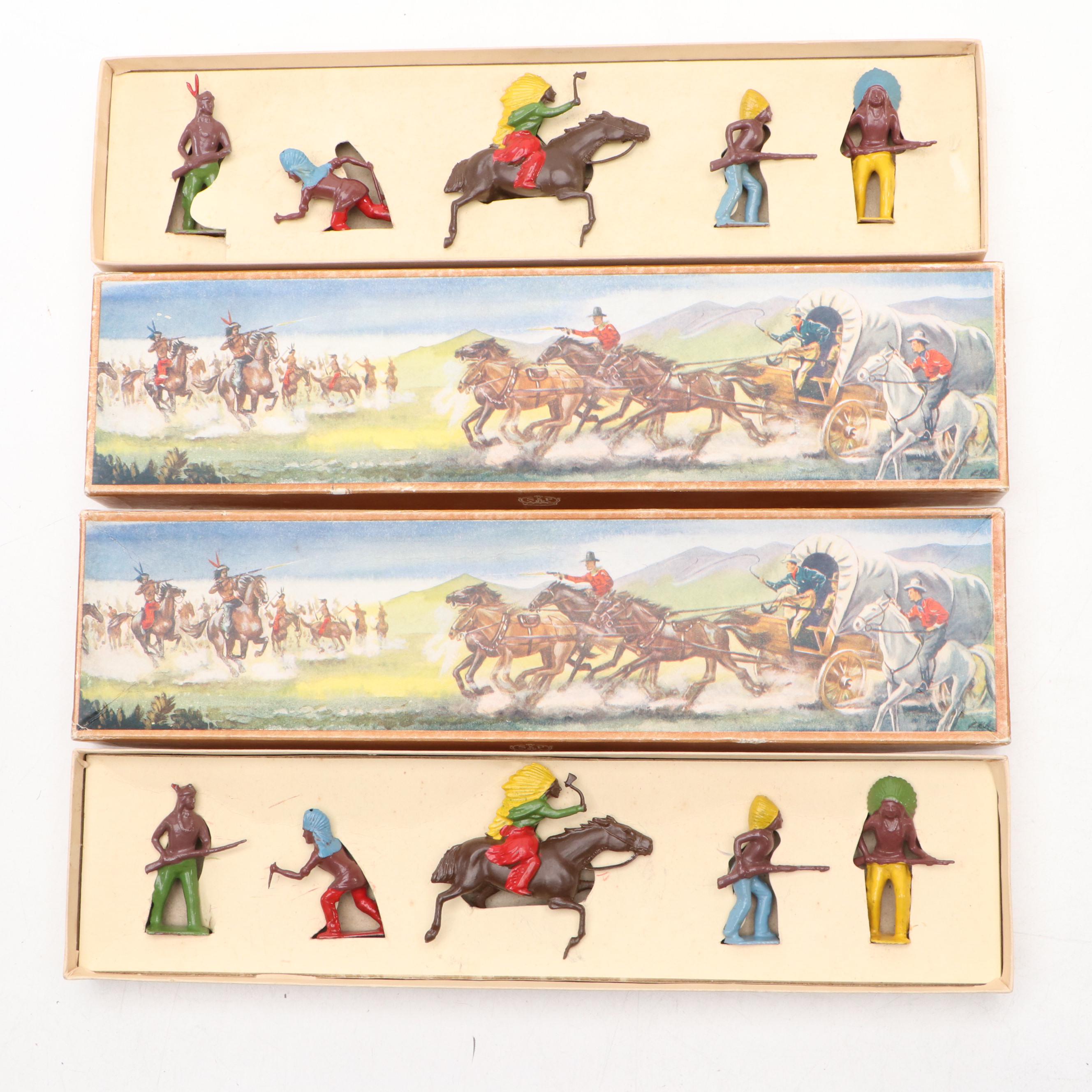 Britains Crown Range "North American Indians" Lead Toy Soldiers, Mid-20th C.