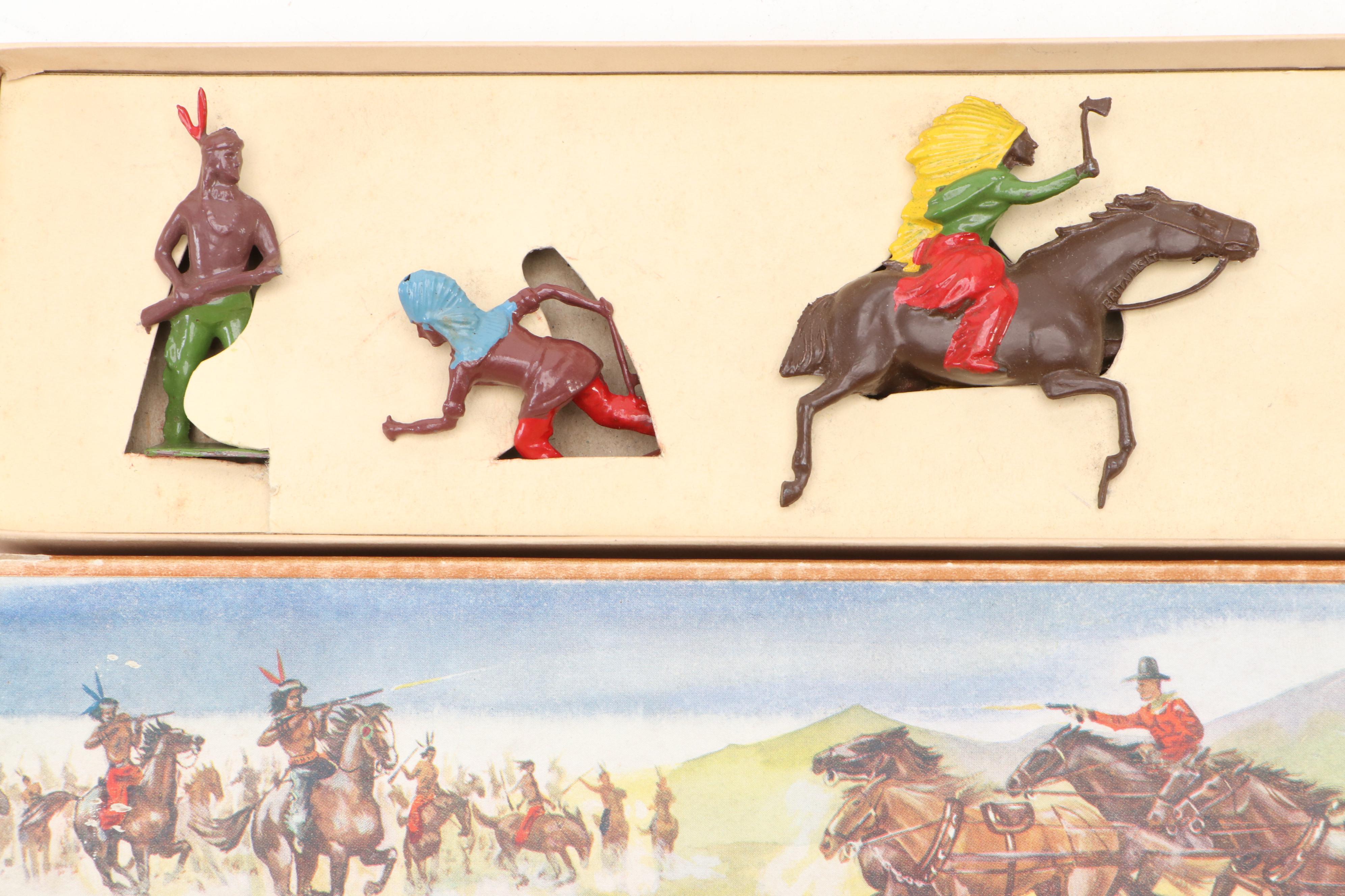 Britains Crown Range "North American Indians" Lead Toy Soldiers, Mid-20th C.
