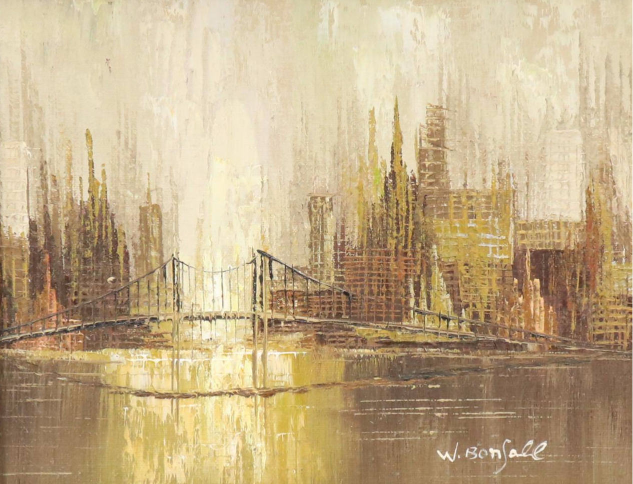 W. Bonsall Cityscape Oil Painting, Early to Mid-20th Century