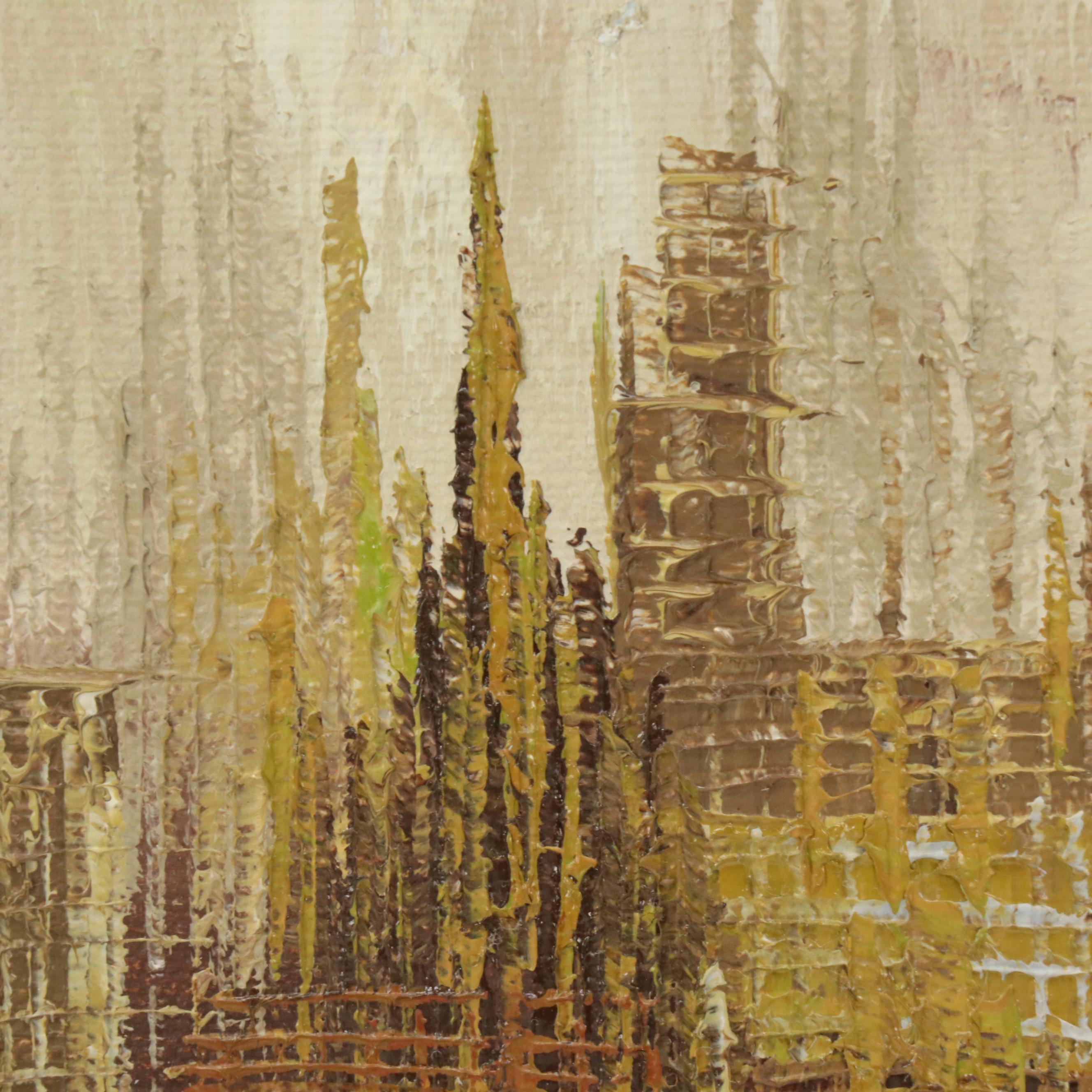 W. Bonsall Cityscape Oil Painting, Early to Mid-20th Century