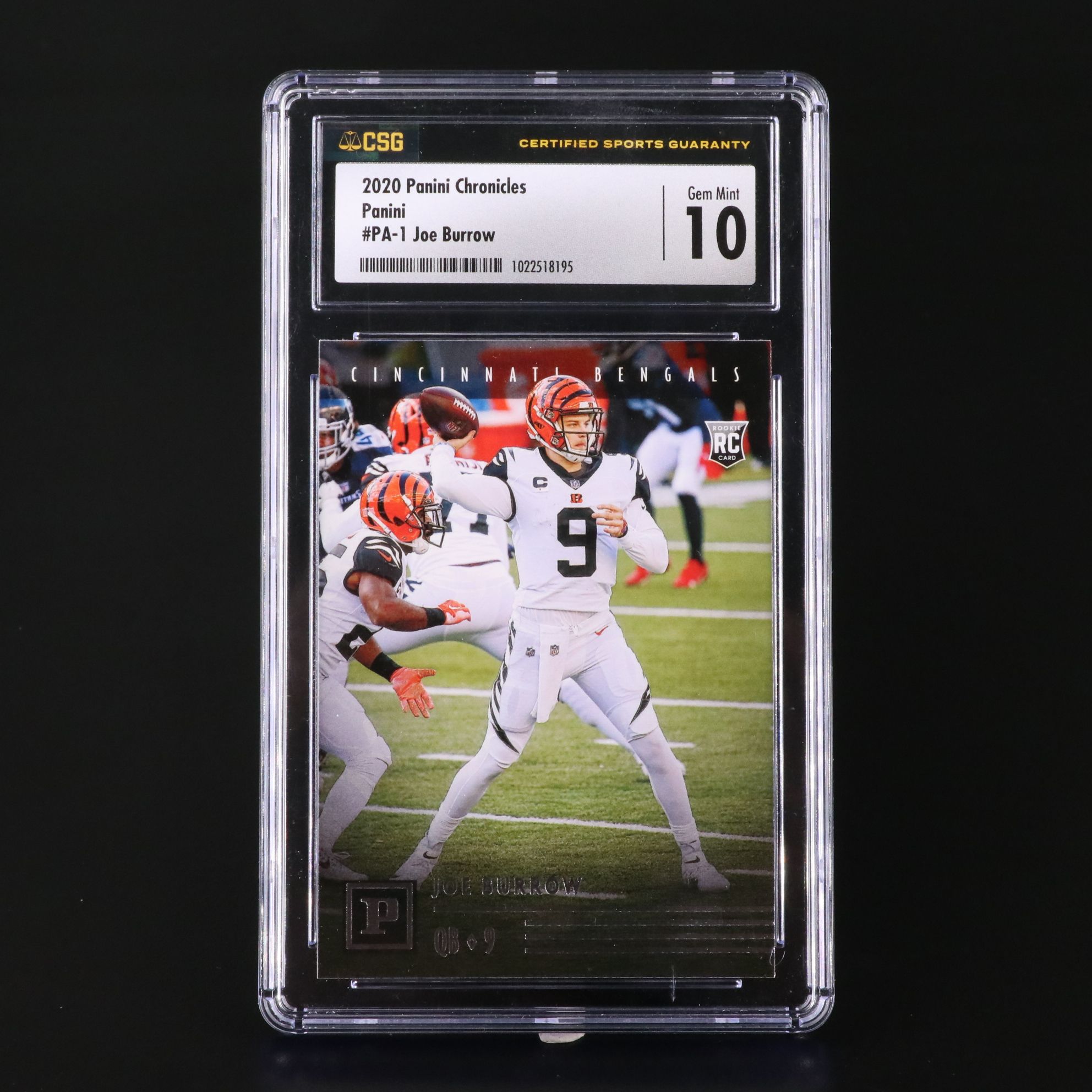 2020 Panini Chronicles Joe Burrow Rookie Football Card Graded CSG 10