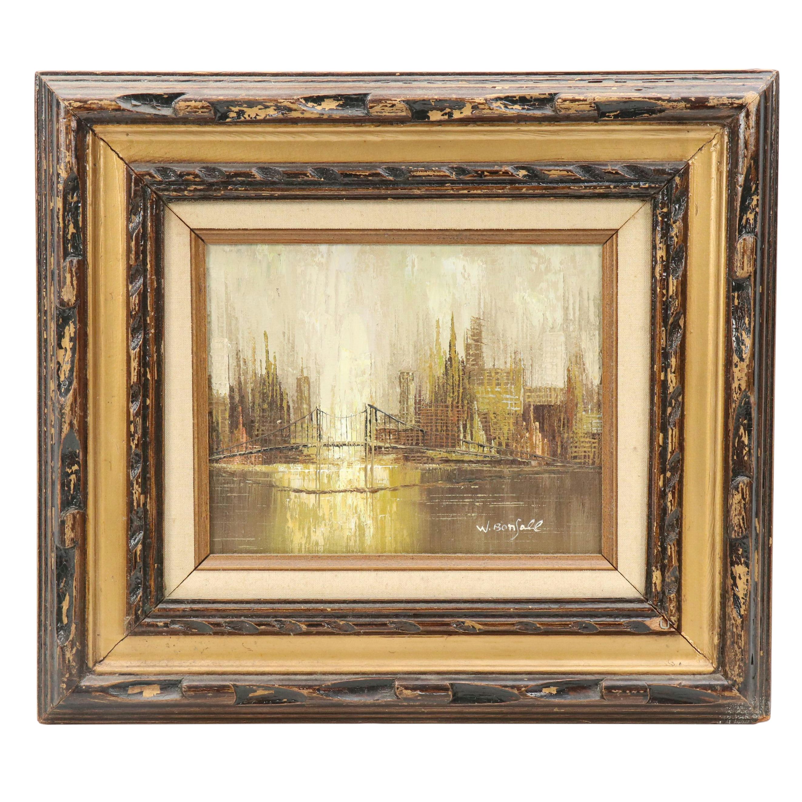 W. Bonsall Cityscape Oil Painting, Early to Mid-20th Century