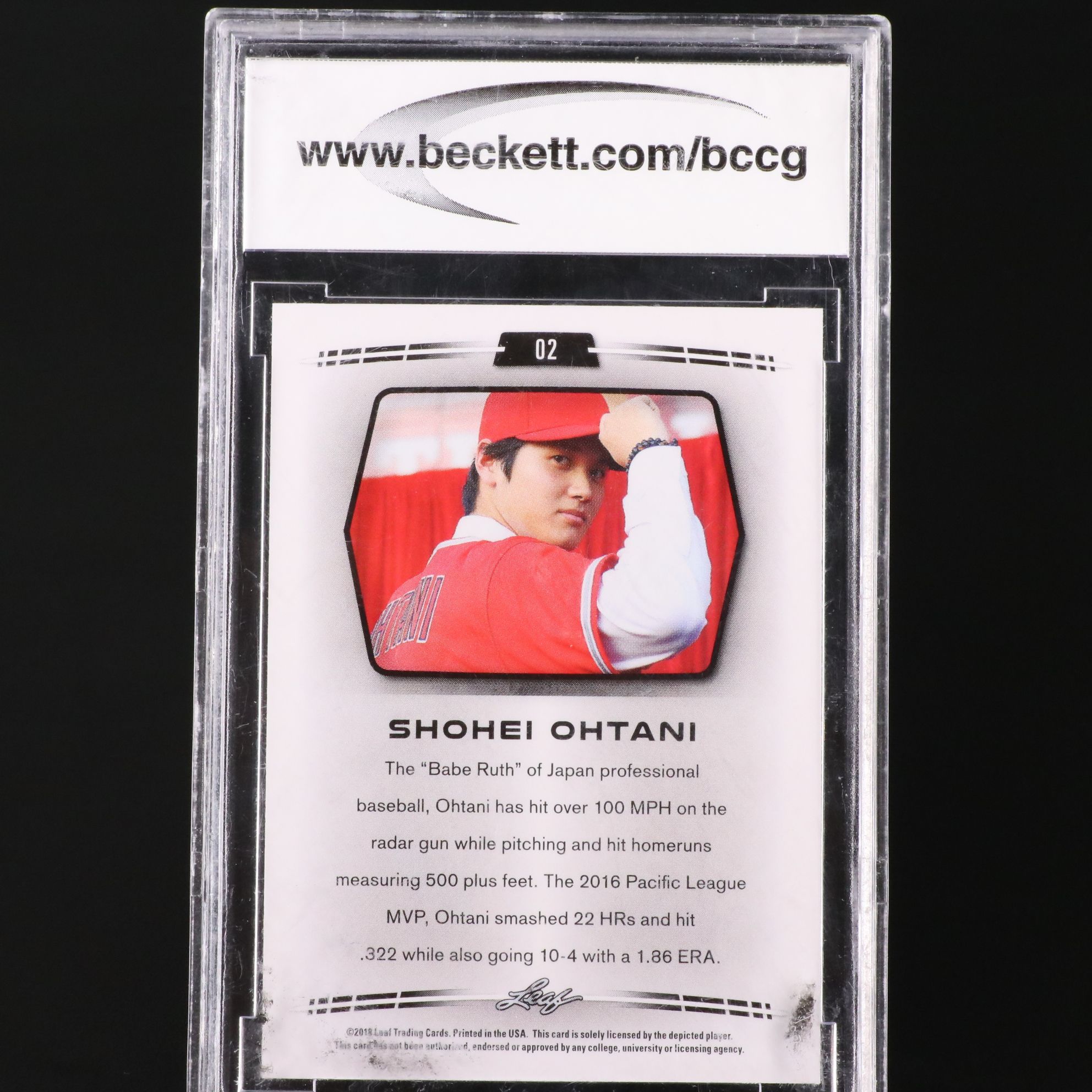 2018 Leaf Shohei Ohtani Rookie Year Baseball Card Graded BCCG 10