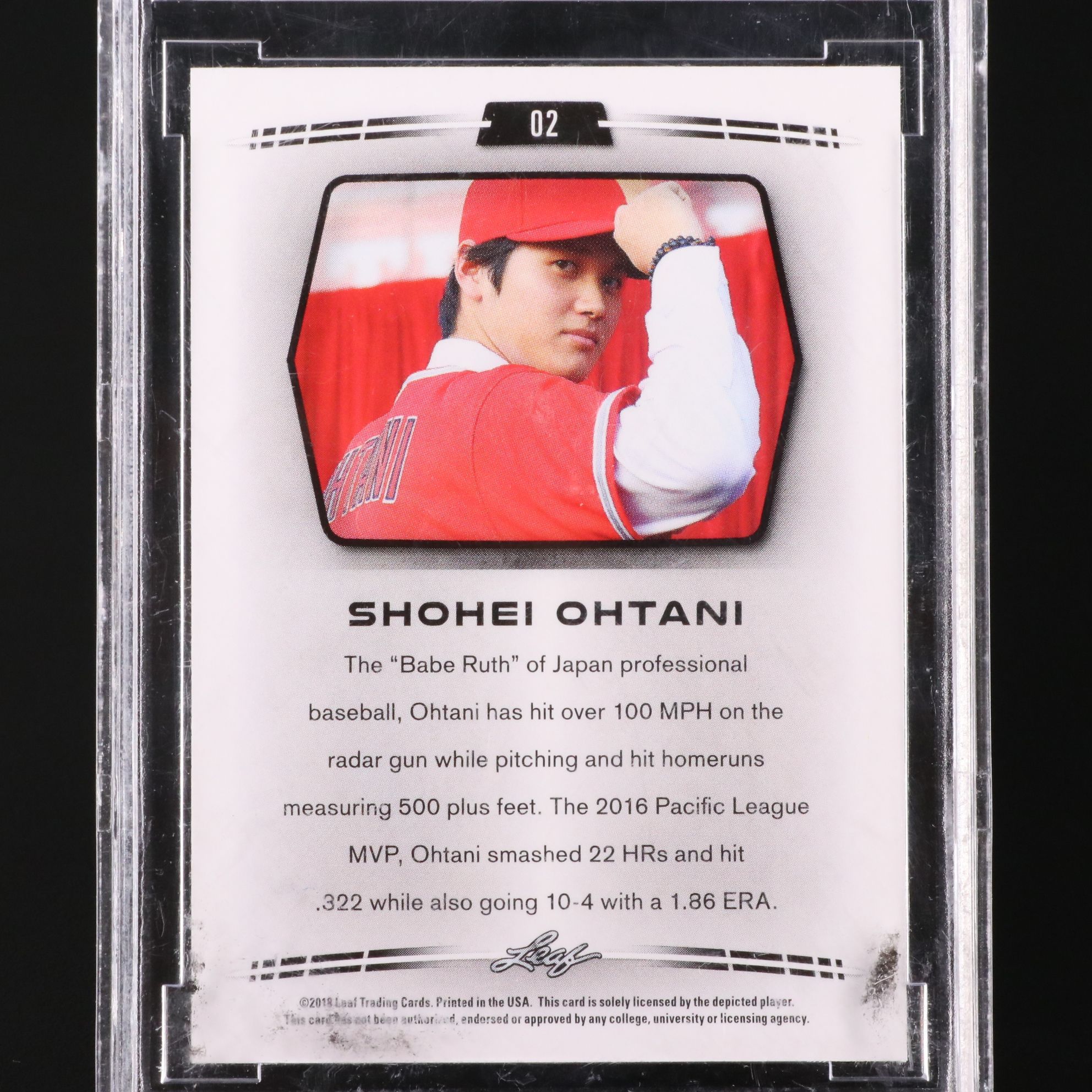 2018 Leaf Shohei Ohtani Rookie Year Baseball Card Graded BCCG 10