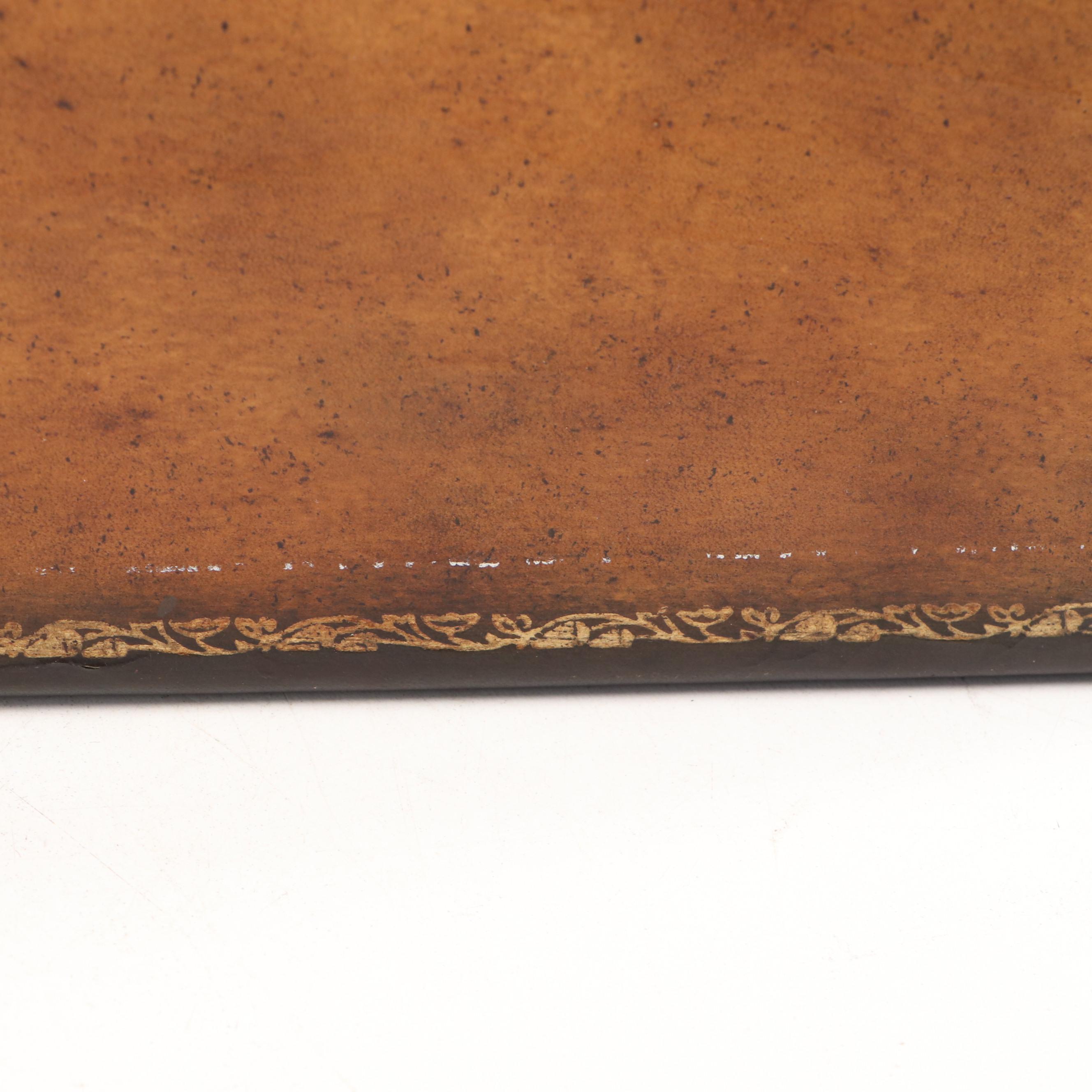 Paneled Leather Lampshades with Reflective Liners, Style of Maitland-Smith