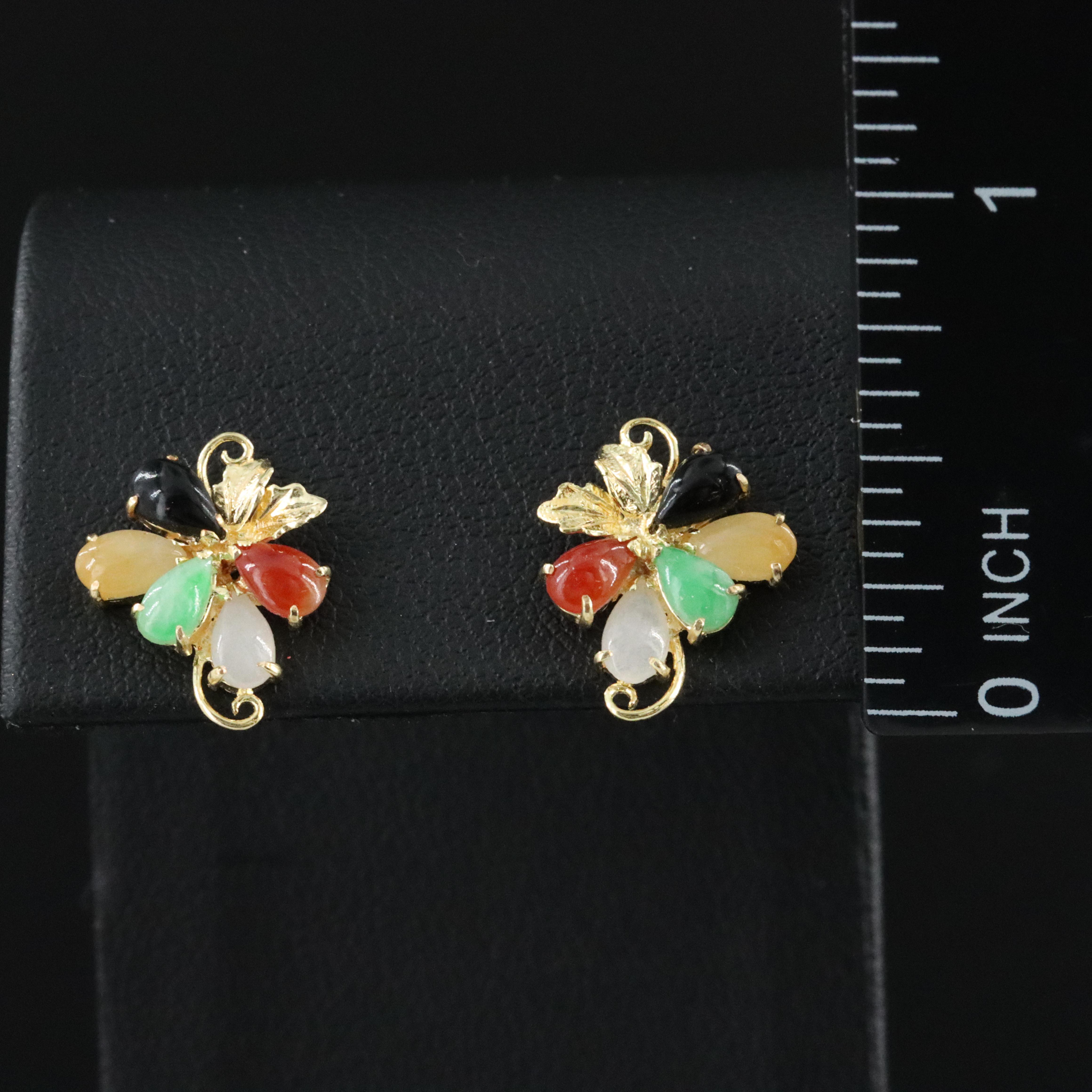 14K Jadeite and Black Onyx Earrings