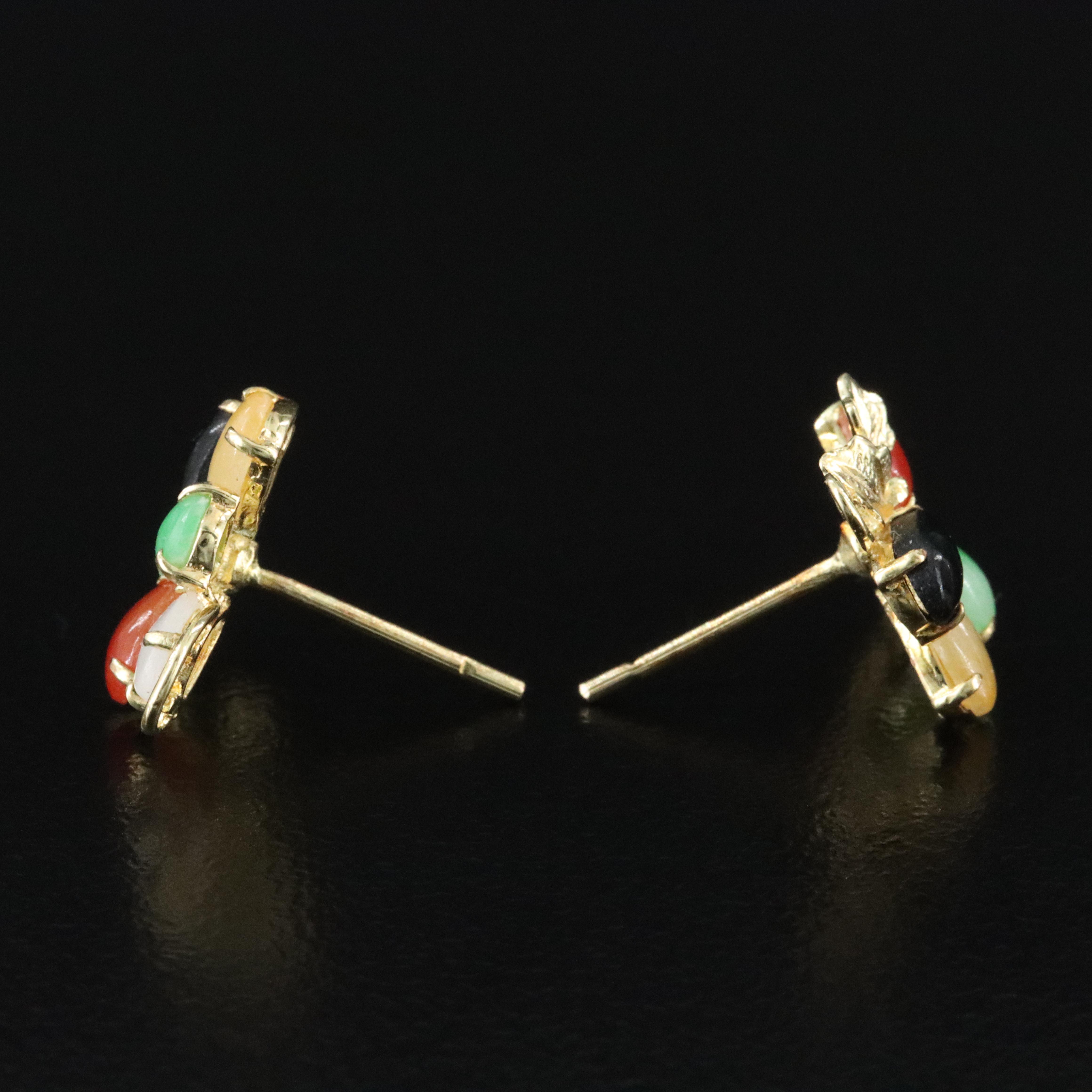14K Jadeite and Black Onyx Earrings