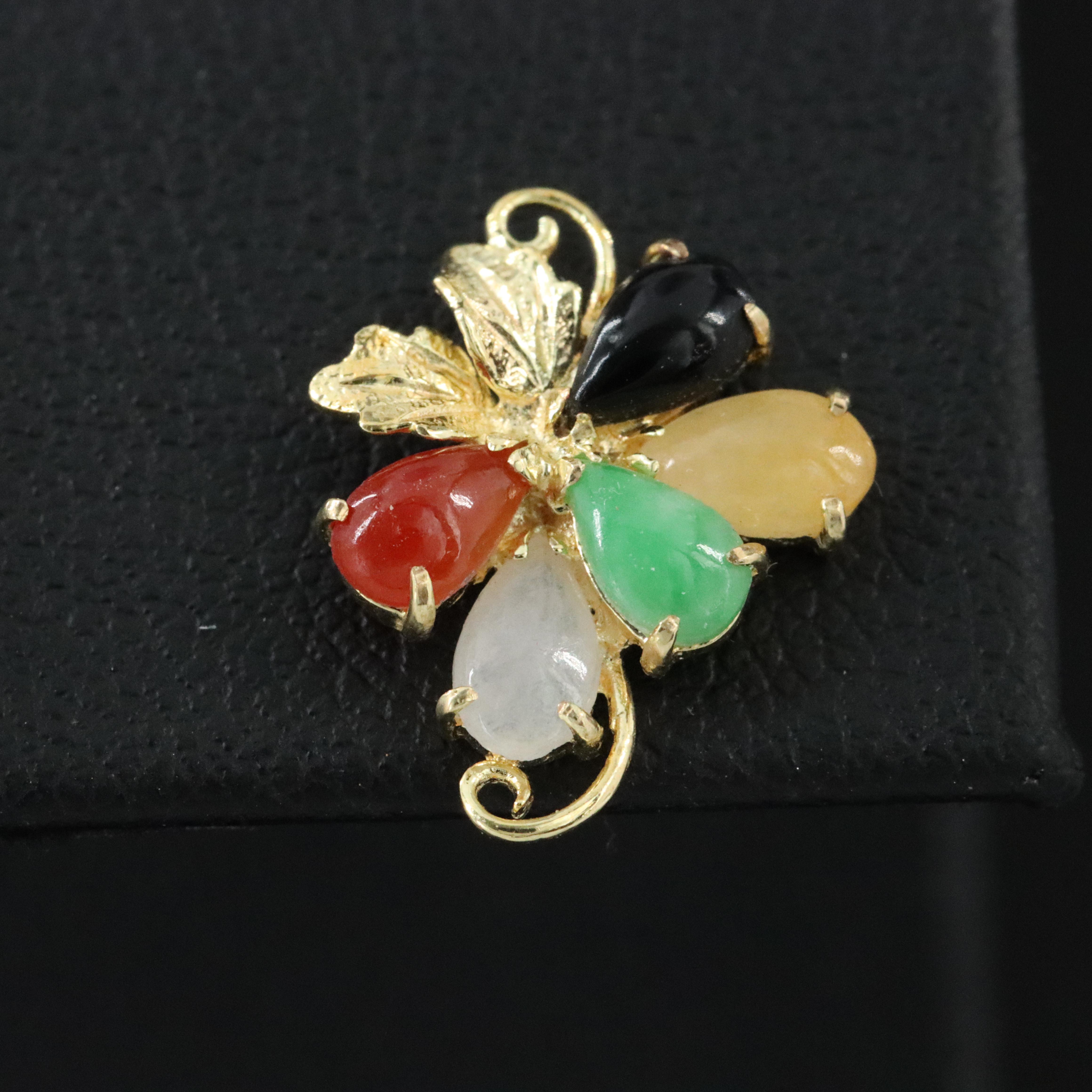 14K Jadeite and Black Onyx Earrings