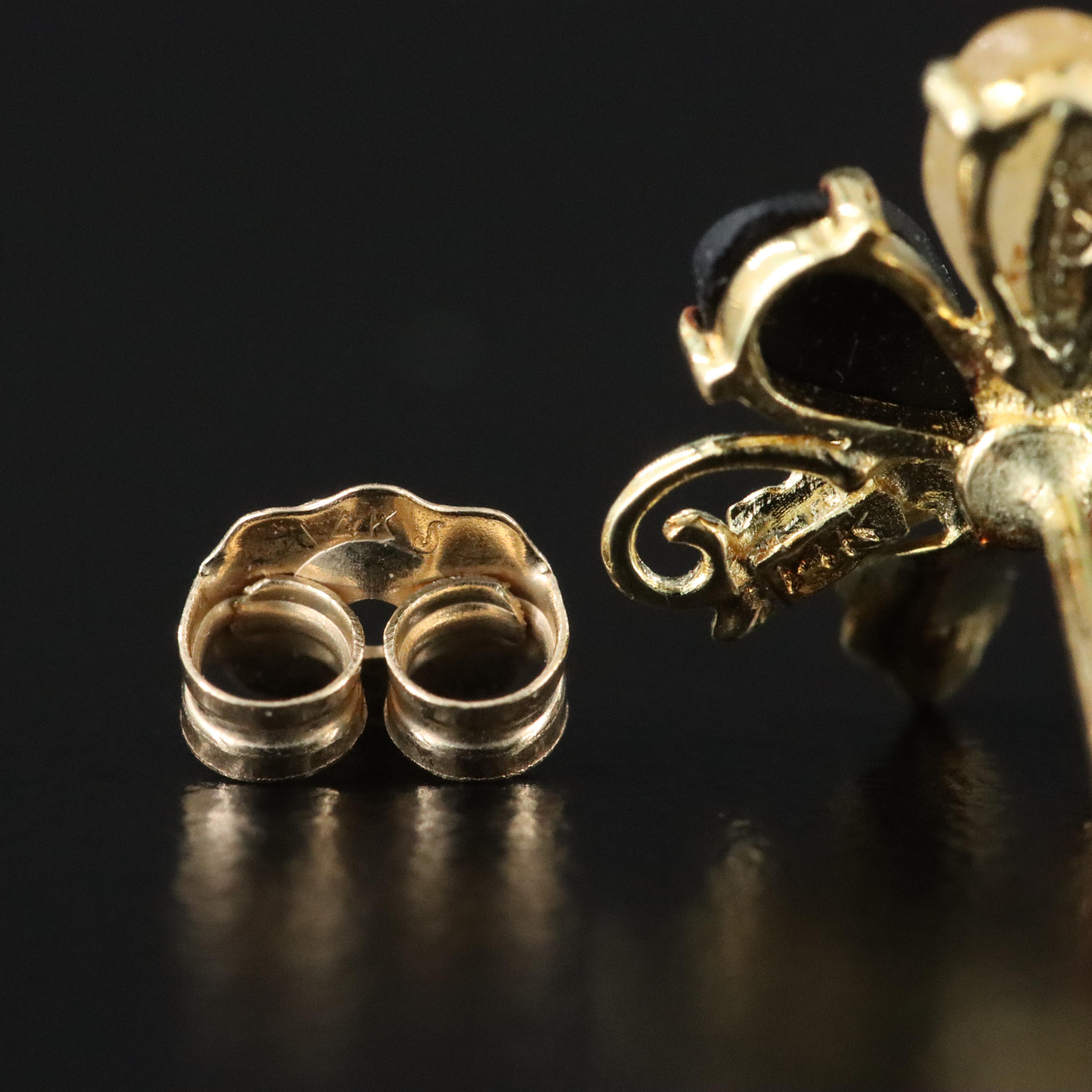 14K Jadeite and Black Onyx Earrings