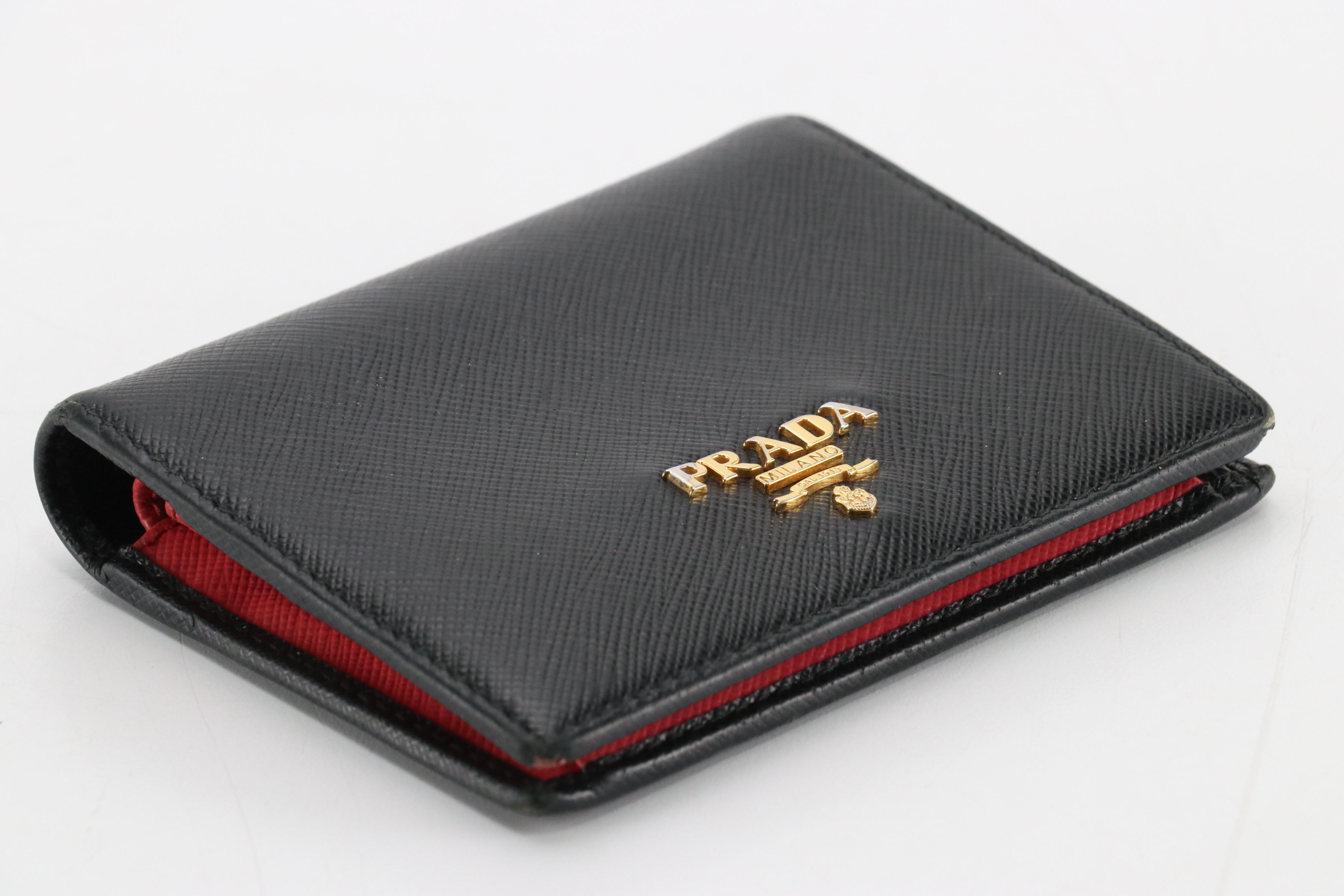 Prada Bifold Compact Wallet in Saffiano Leather