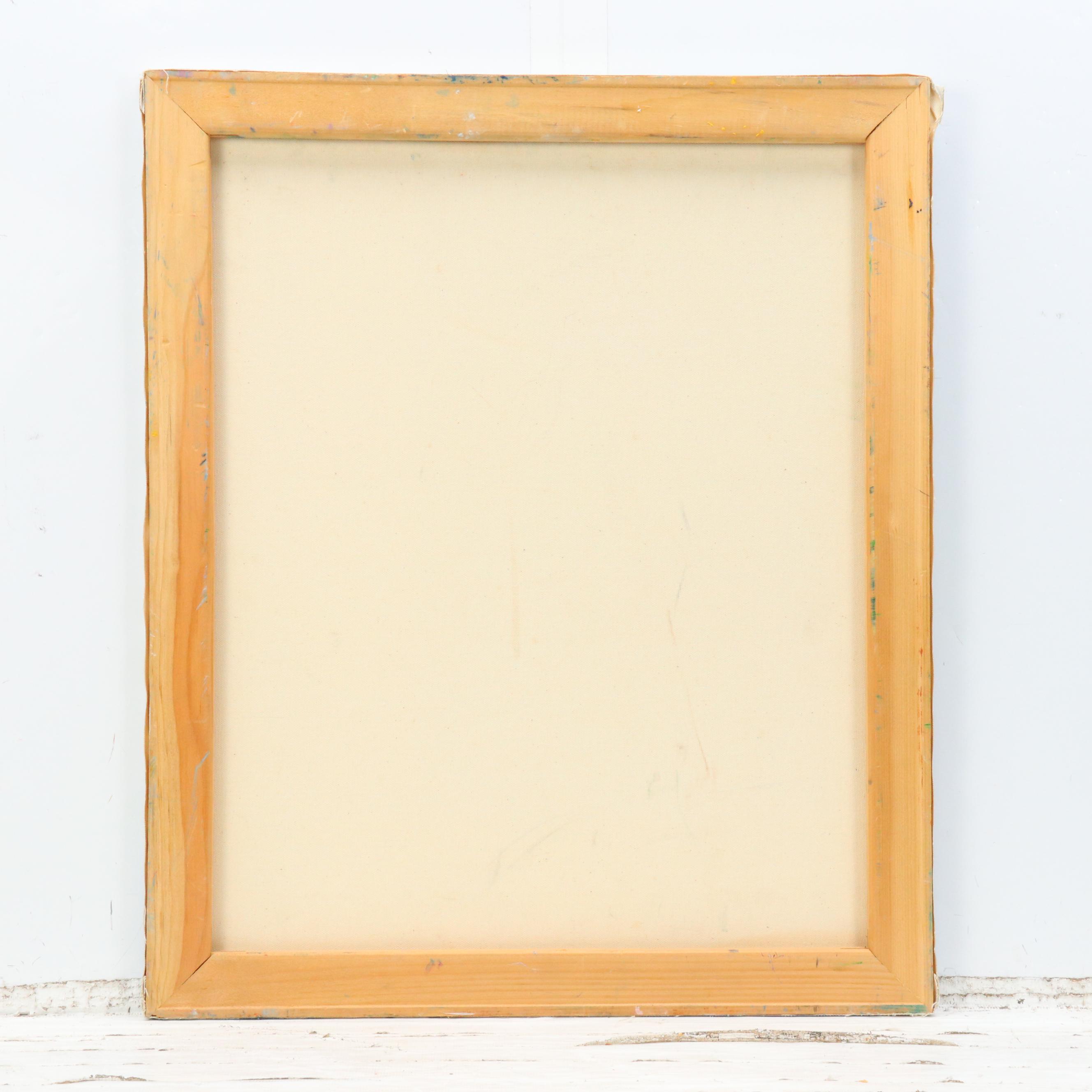 Janice Guttman Stylized Landscape Acrylic Painting, Late 20th Century