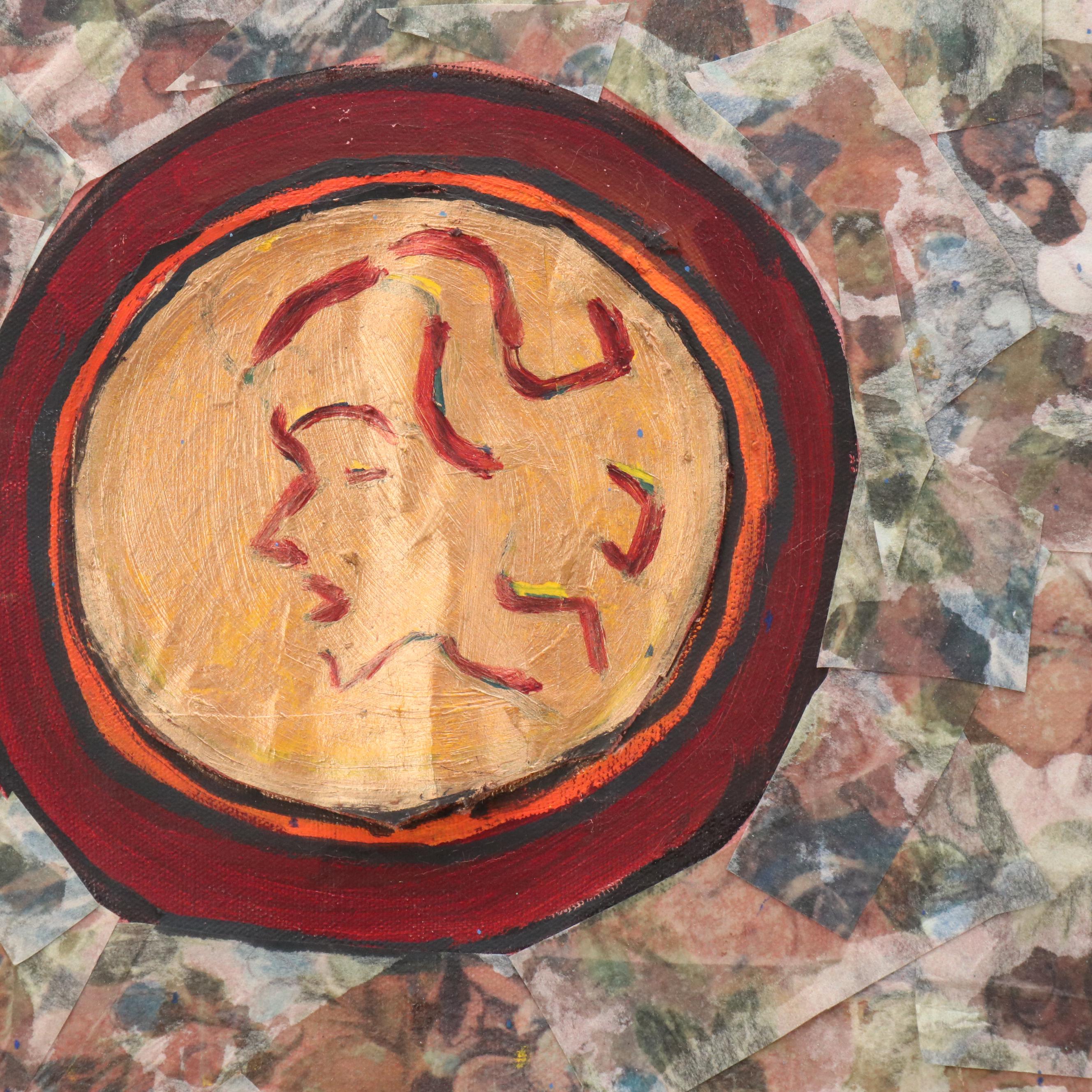 Janice Guttman Modernist Interior Mixed Media Collage, 1998