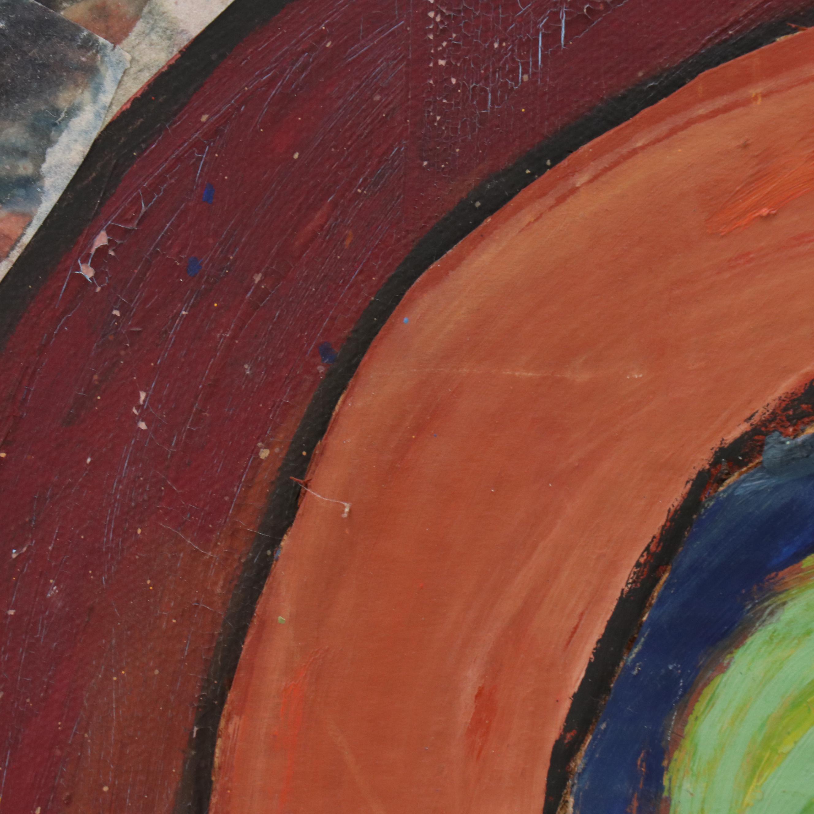 Janice Guttman Modernist Interior Mixed Media Collage, 1998