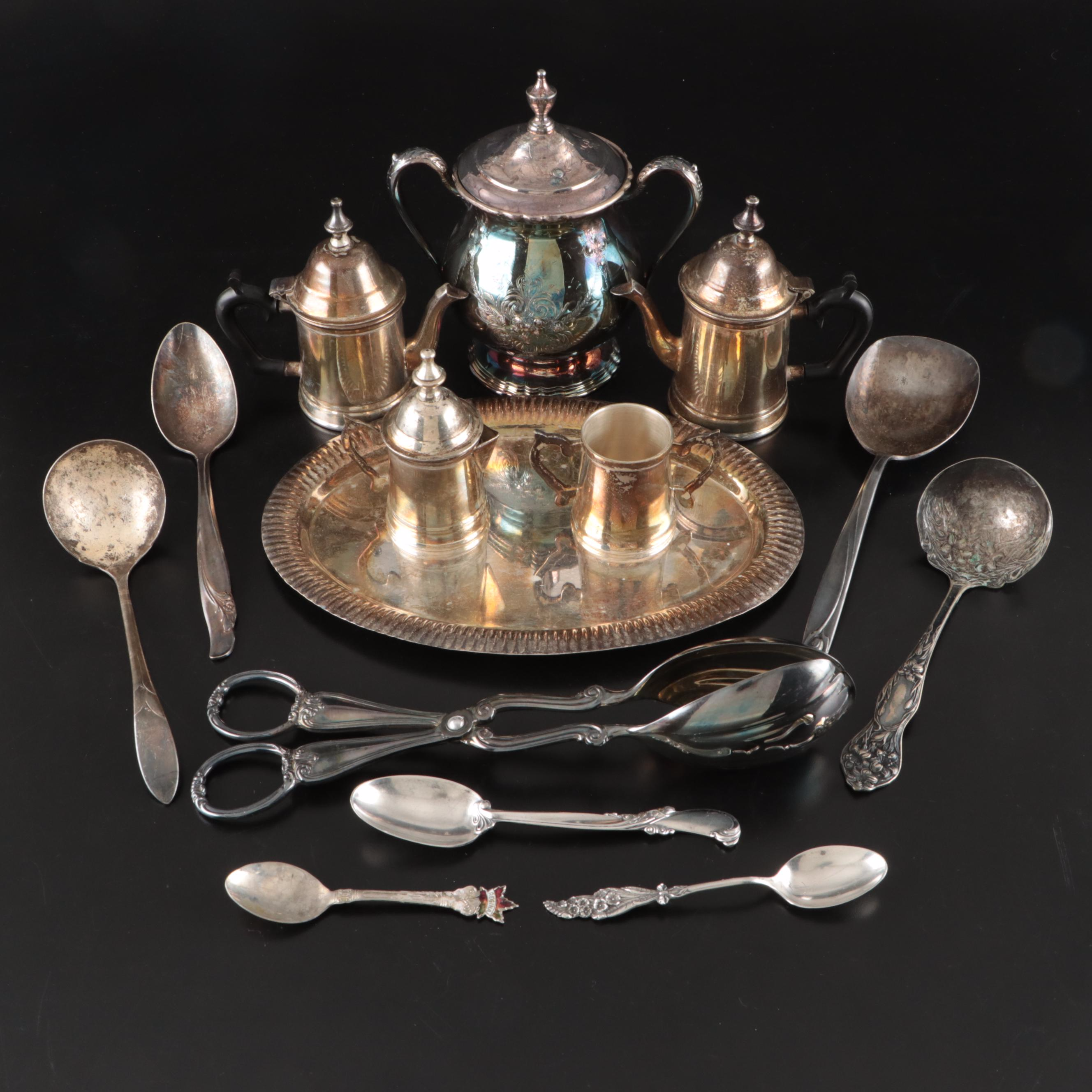Wallace "Waltz of Spring" Sterling Spoon with Silver Plate Serveware and More