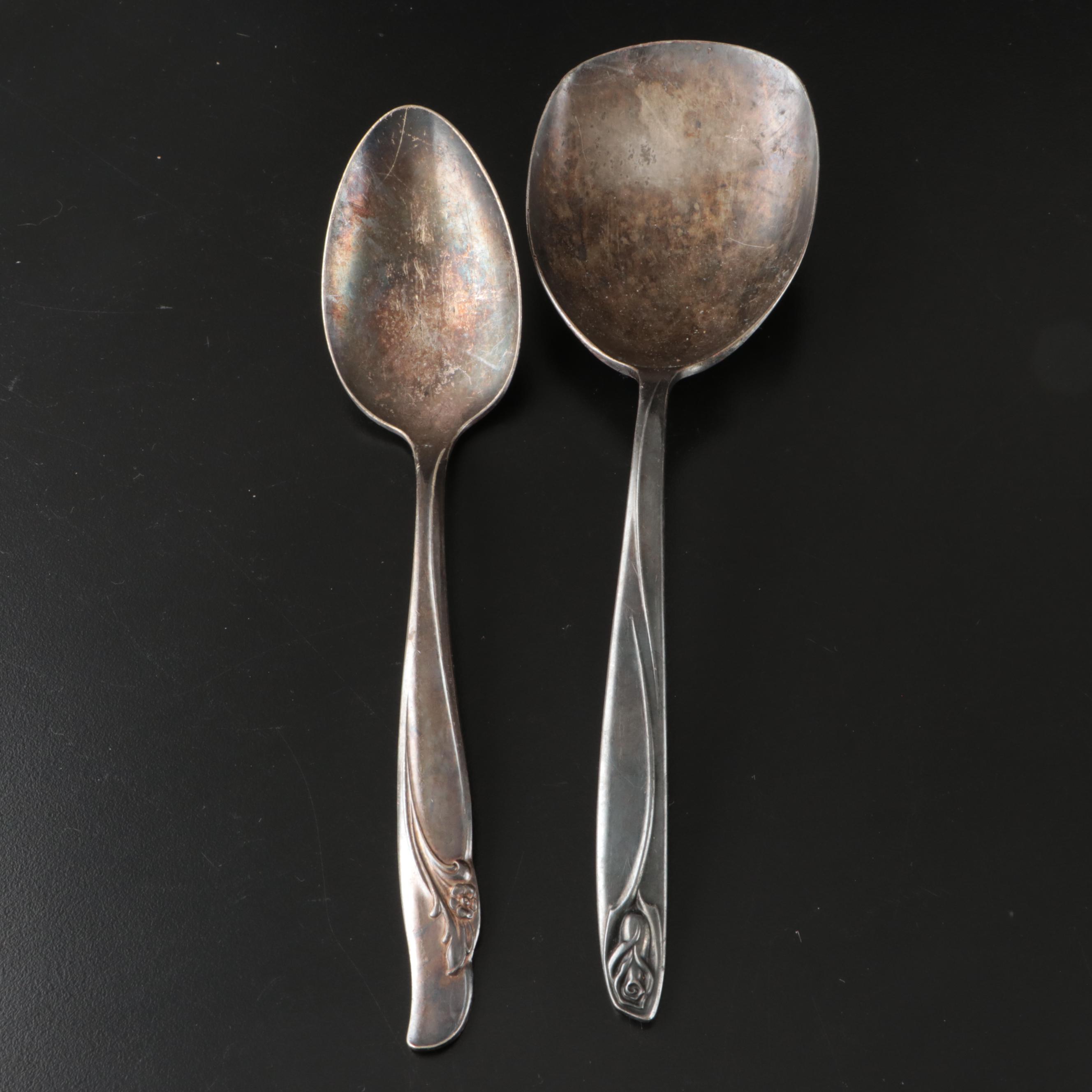 Wallace "Waltz of Spring" Sterling Spoon with Silver Plate Serveware and More