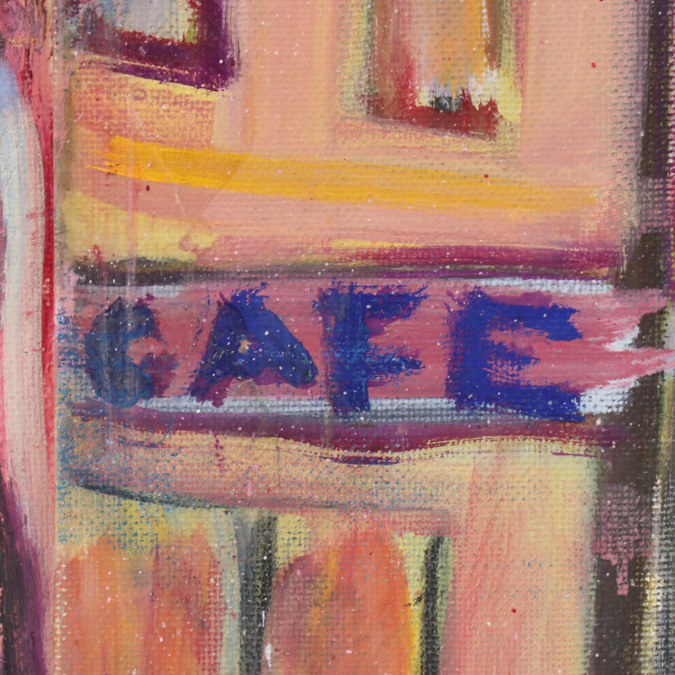 Janice Guttman Modernist Cityscape Acrylic Painting, 2002