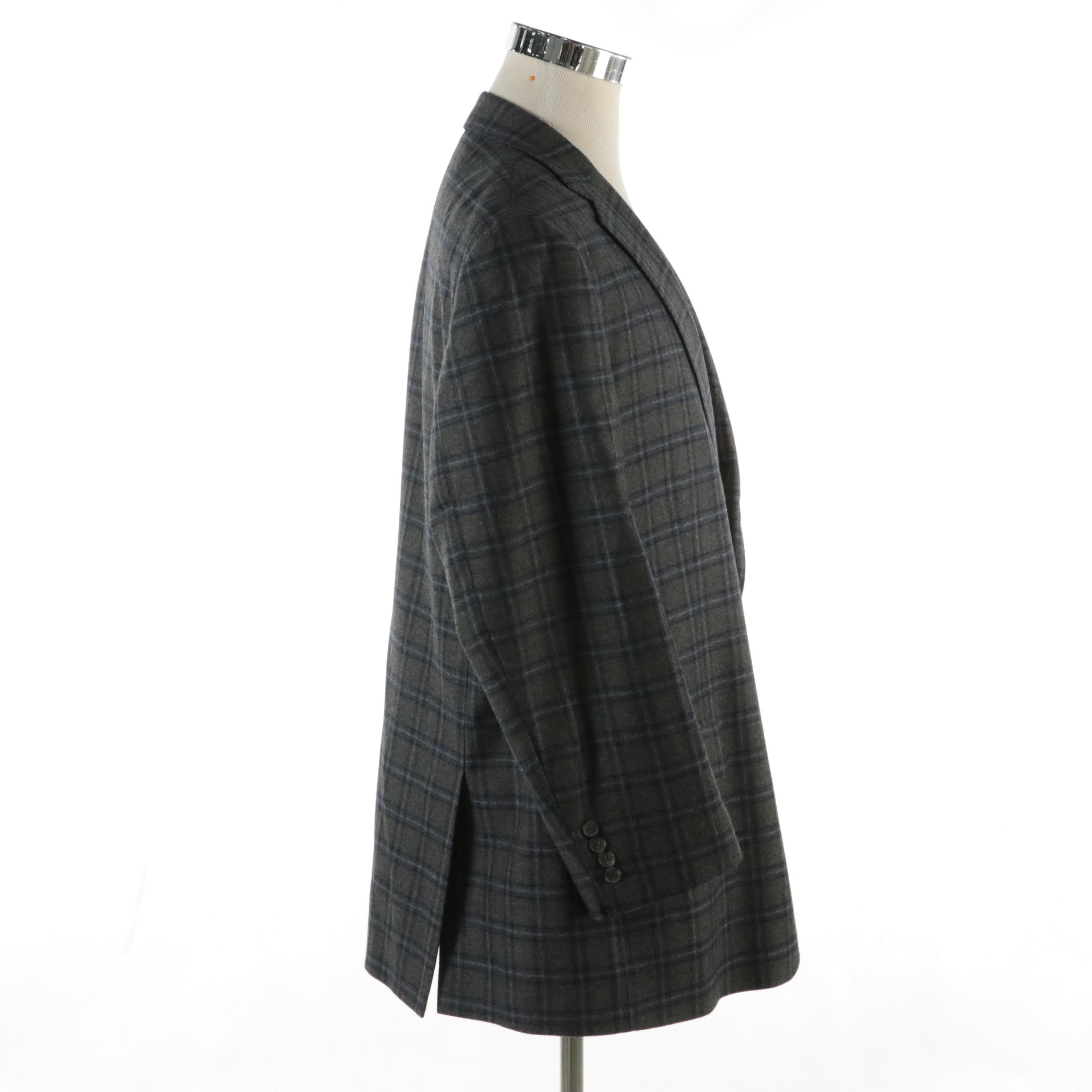 Men's Cremieux Collection Plaid Wool and Cashmere Blazer
