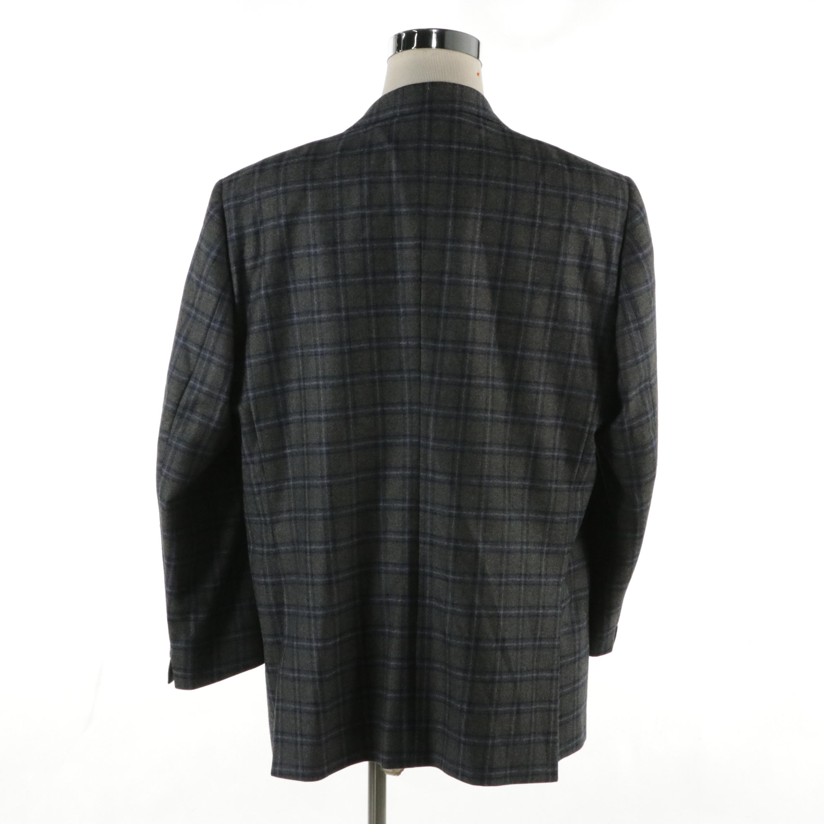 Men's Cremieux Collection Plaid Wool and Cashmere Blazer