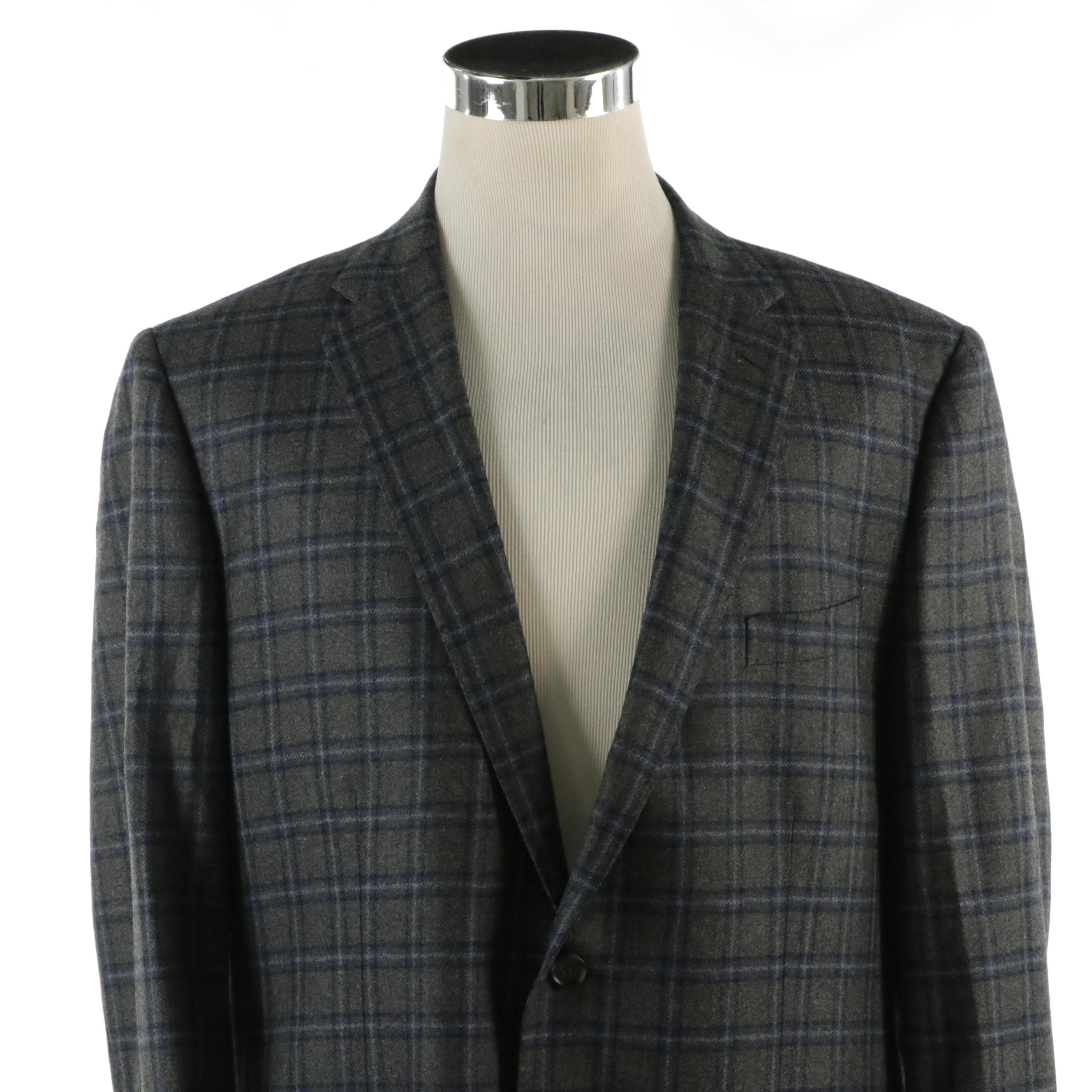 Men's Cremieux Collection Plaid Wool and Cashmere Blazer