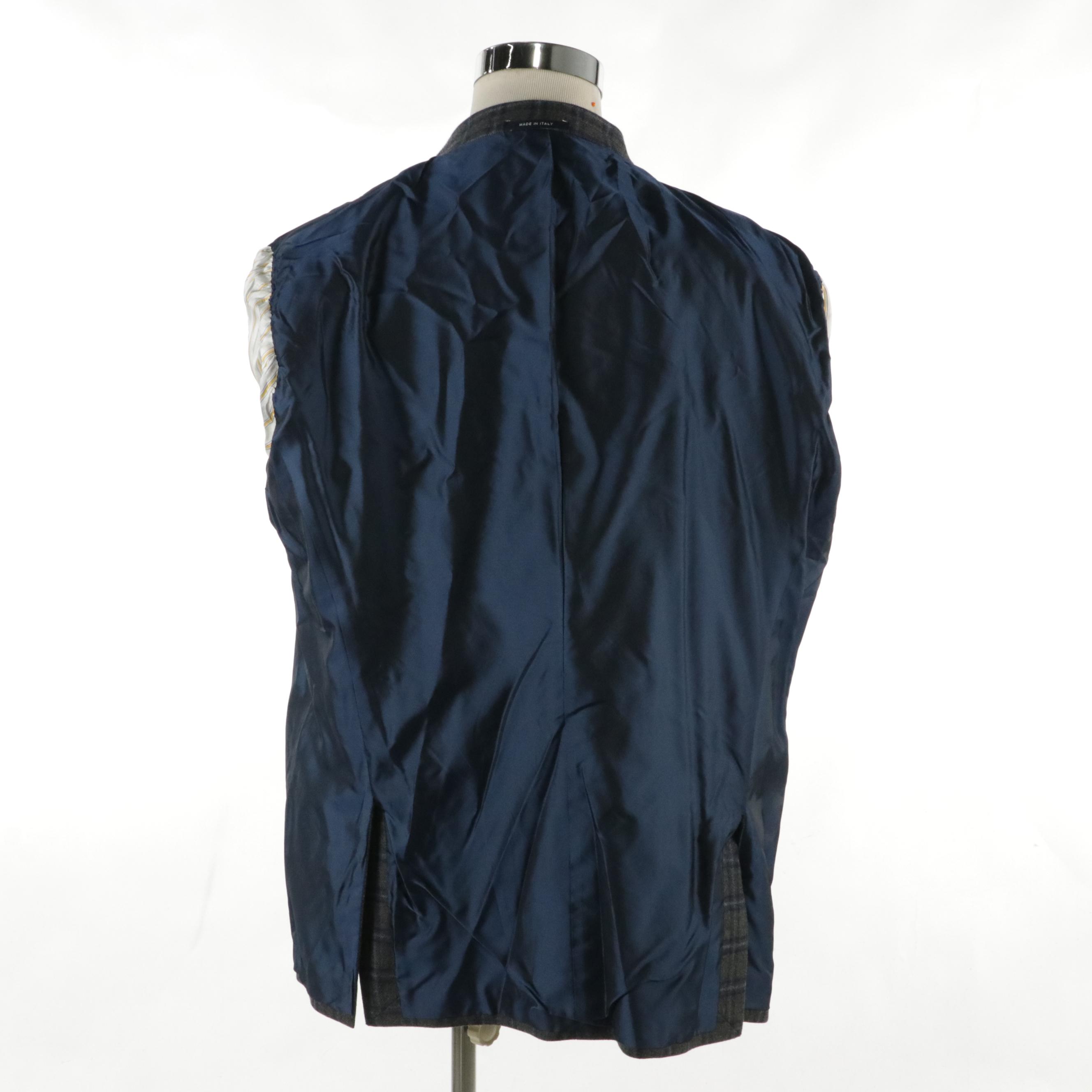 Men's Cremieux Collection Plaid Wool and Cashmere Blazer