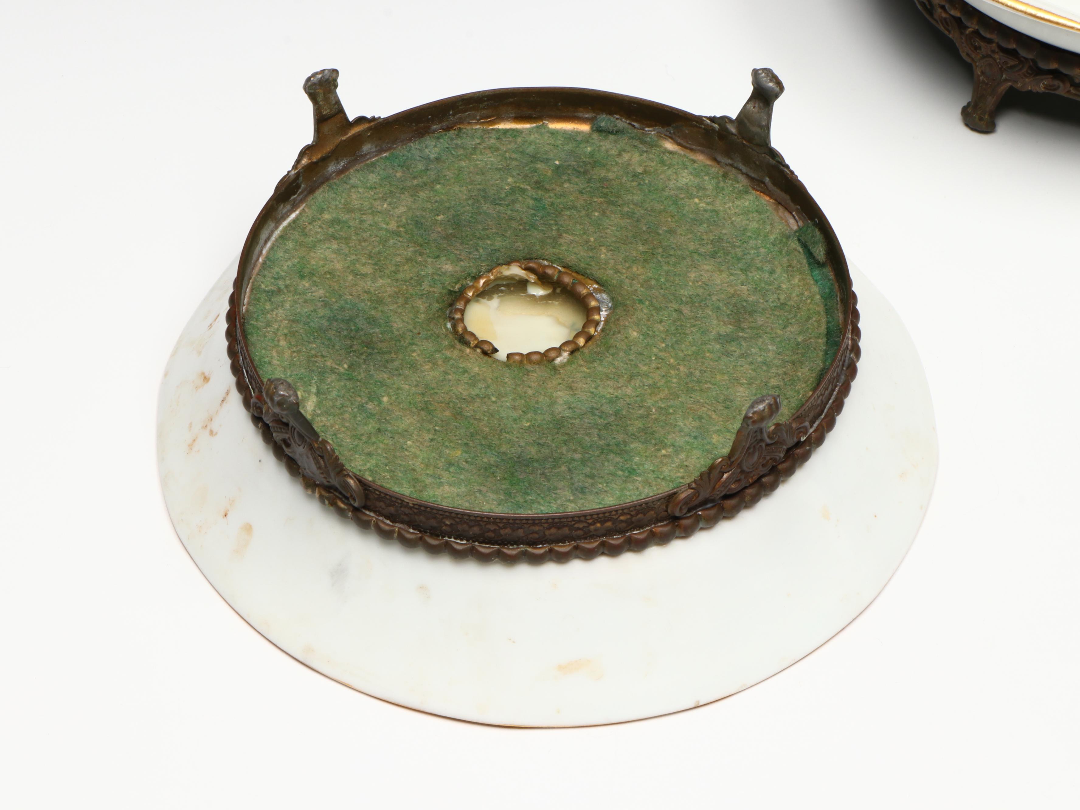 Meissen Gold Gilt Porcelain Decorative Plates on Metal Base