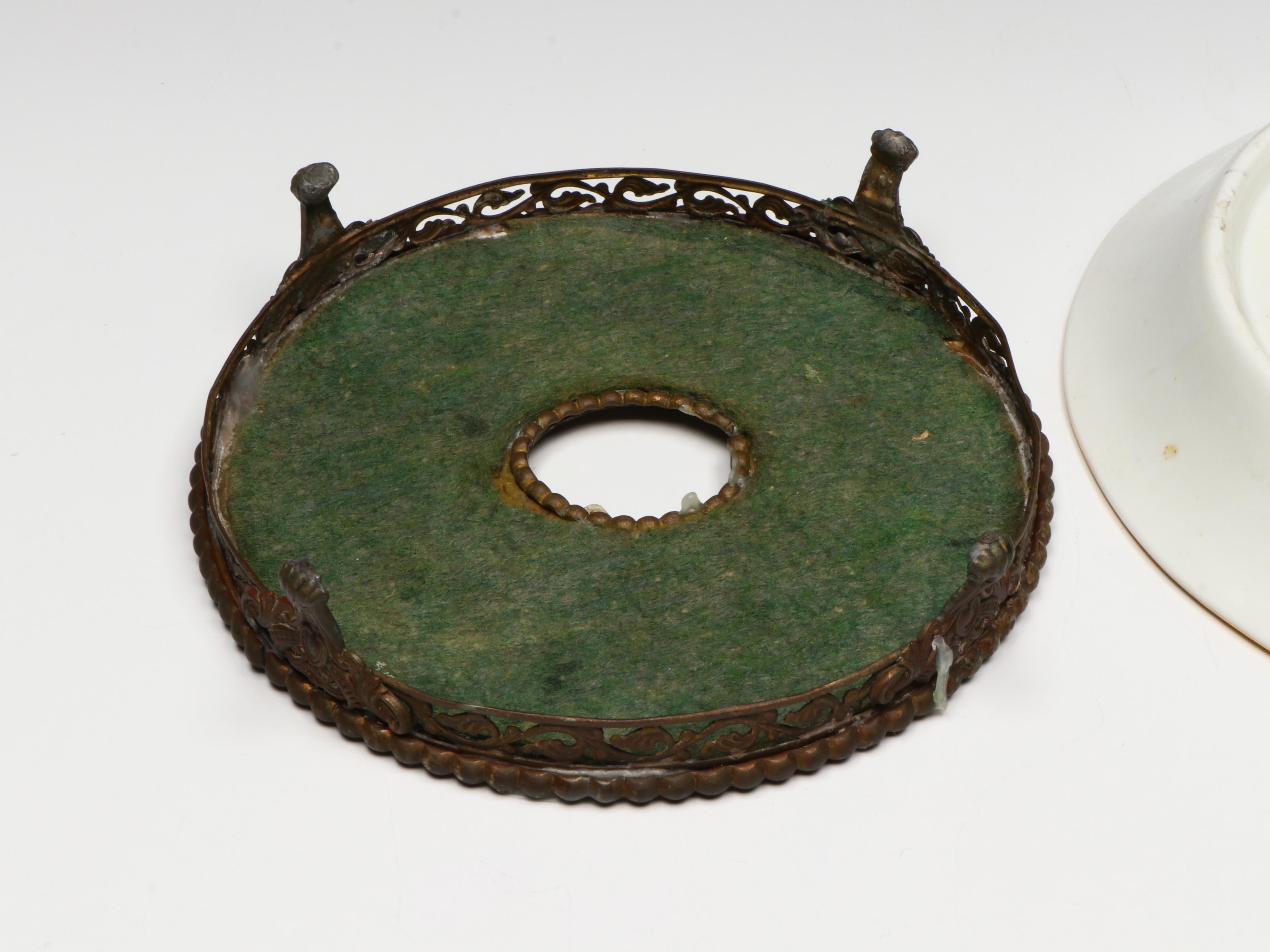 Meissen Gold Gilt Porcelain Decorative Plates on Metal Base