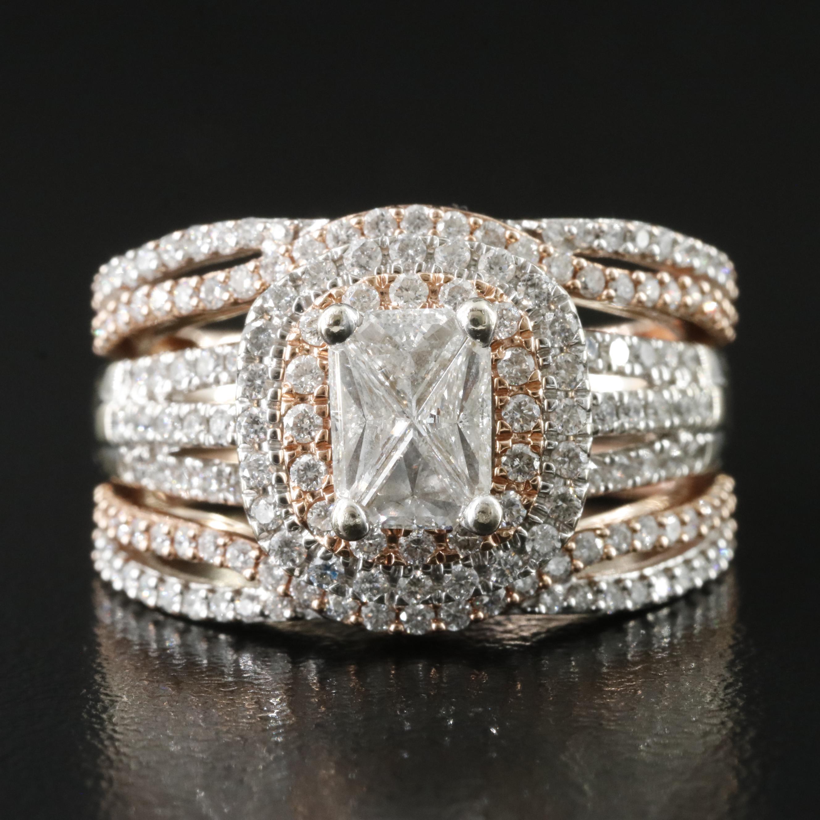 Tri-Color 14K 1.53 CTW Diamond Ring with 10K Soldered Enhancer