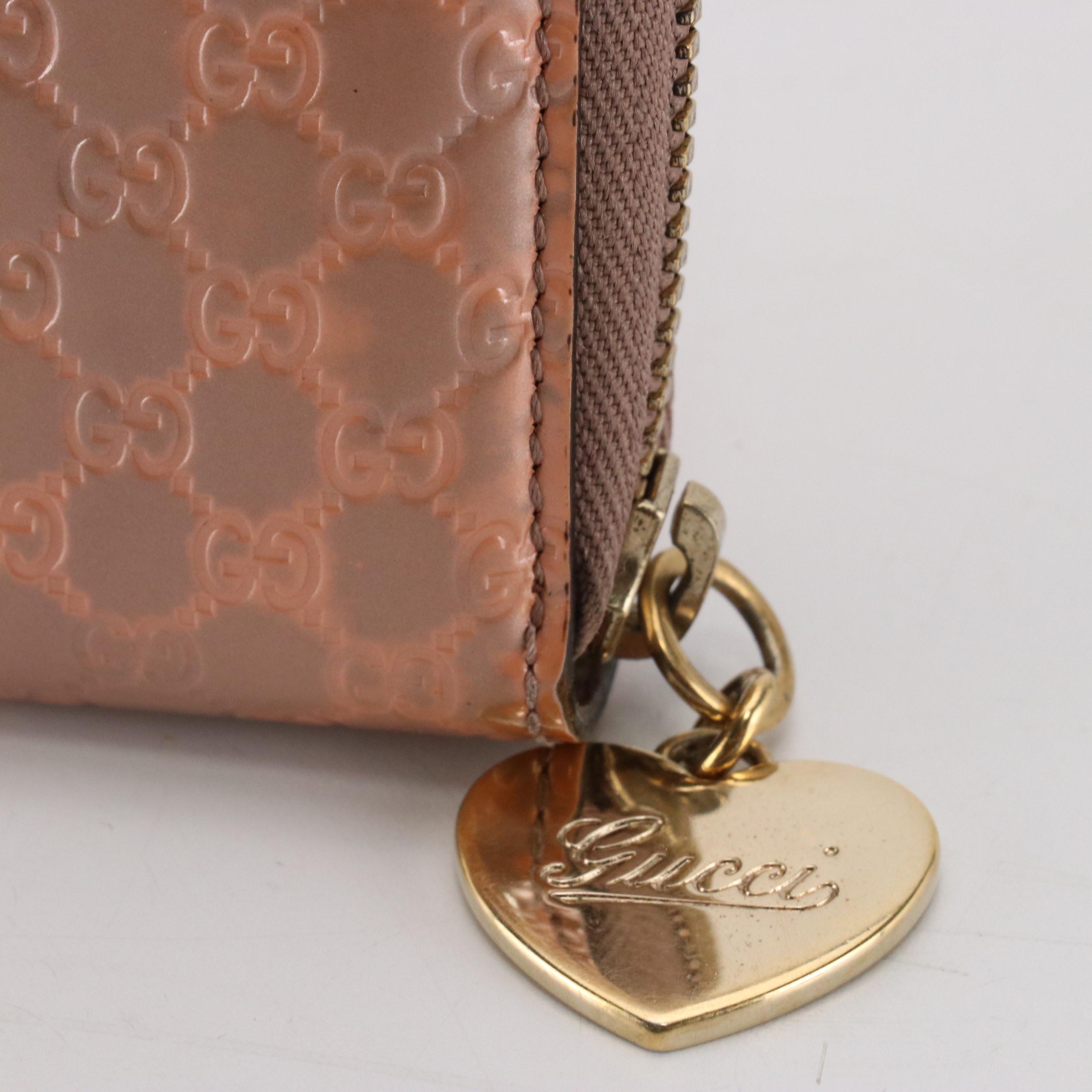 Gucci Zip-Around Wallet in Microguccissima Patent Leather with Gucci Heart Zip
