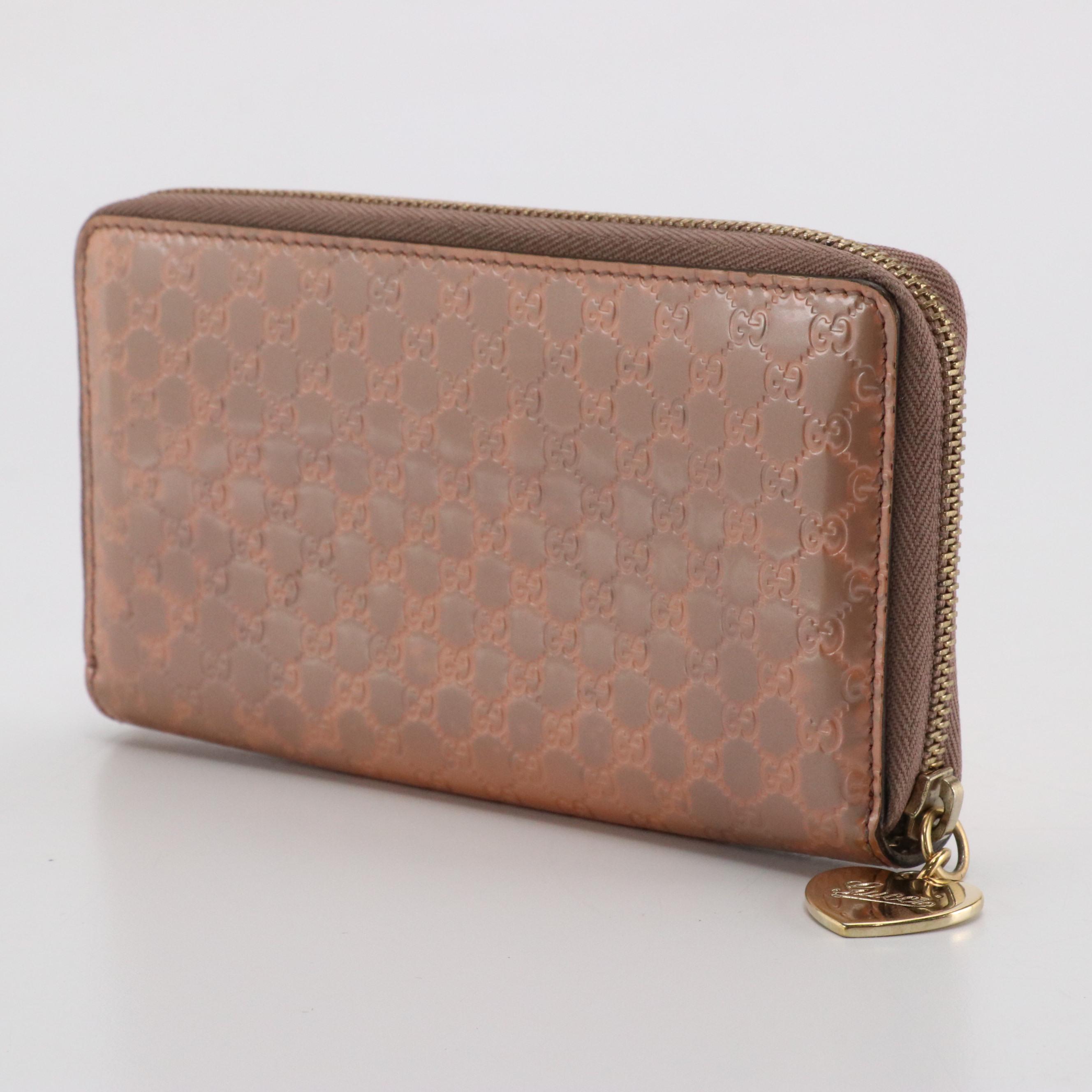 Gucci Zip-Around Wallet in Microguccissima Patent Leather with Gucci Heart Zip