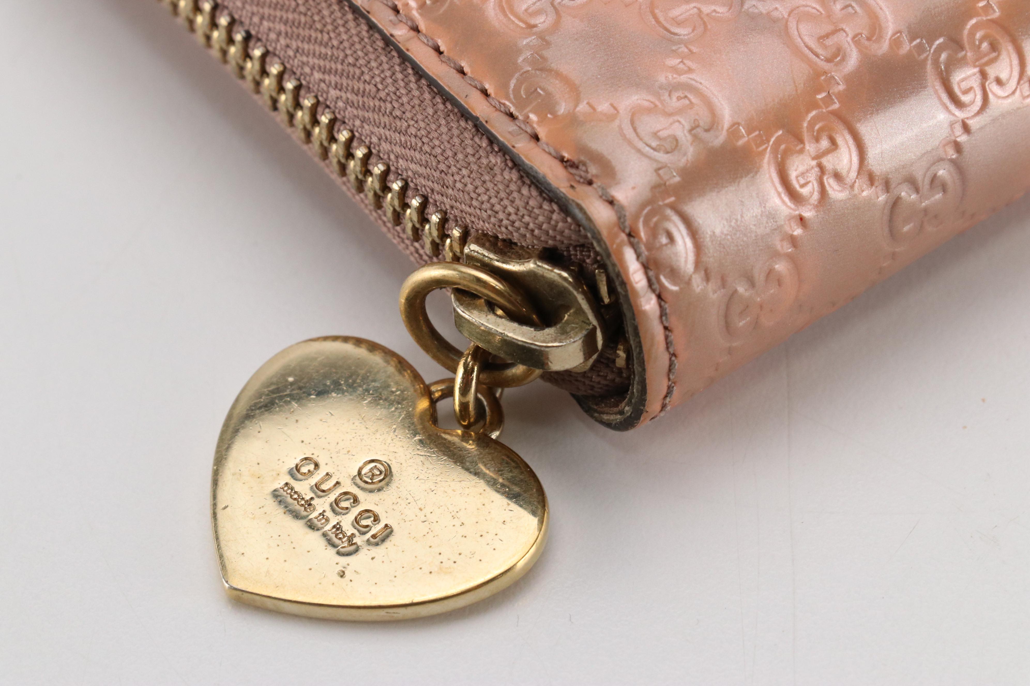 Gucci Zip-Around Wallet in Microguccissima Patent Leather with Gucci Heart Zip