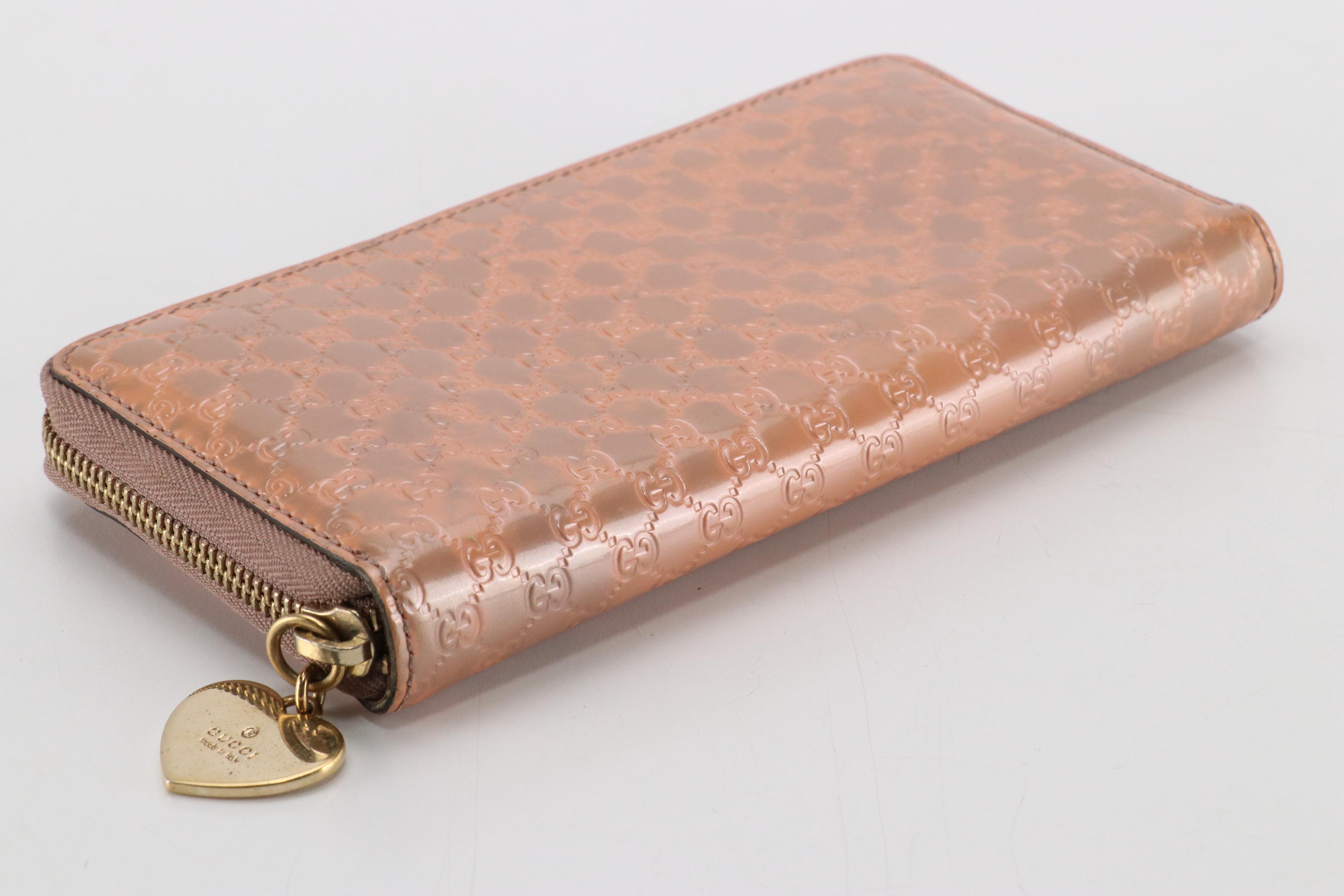 Gucci Zip-Around Wallet in Microguccissima Patent Leather with Gucci Heart Zip