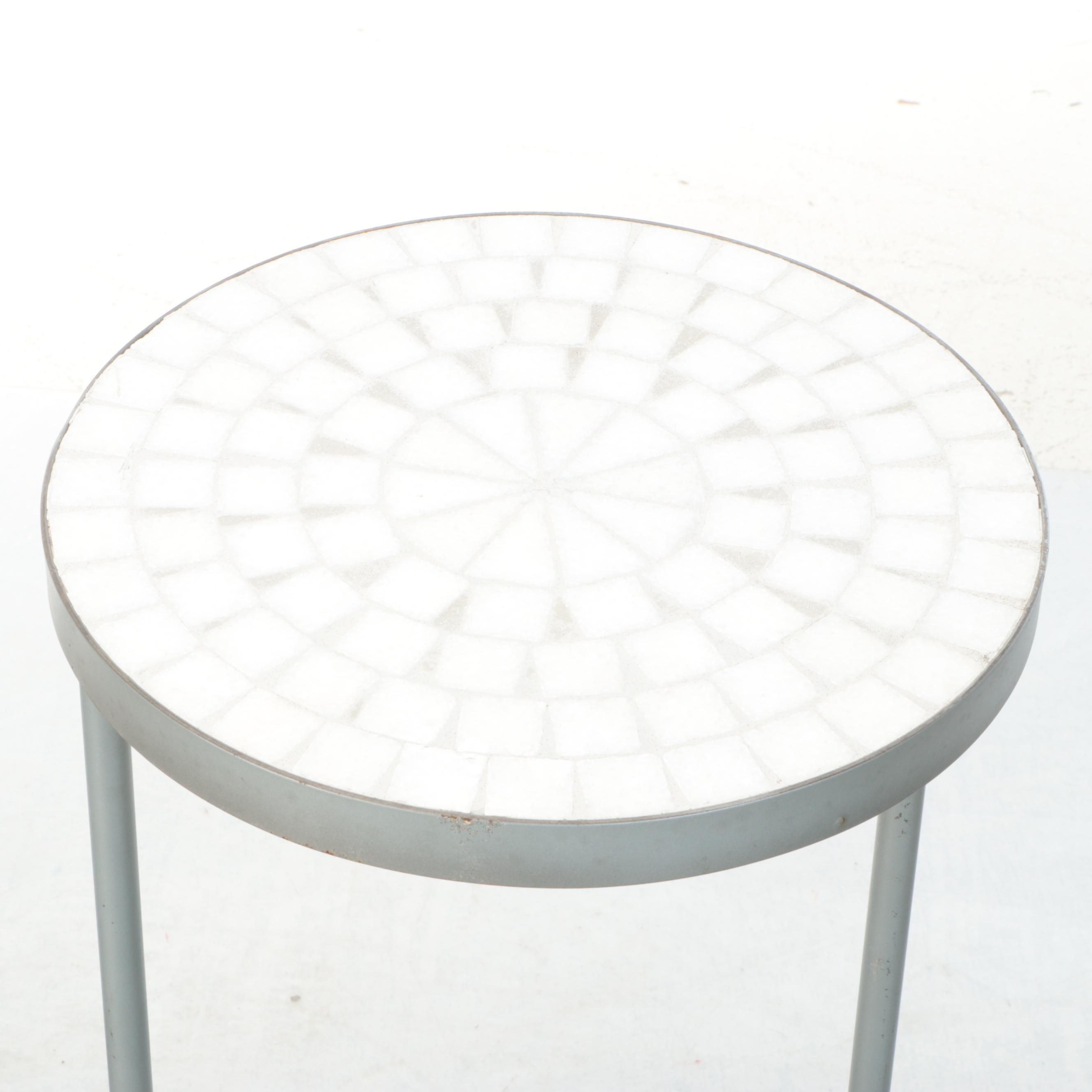 Metal Outdoor End Tables with Stone Table Tops