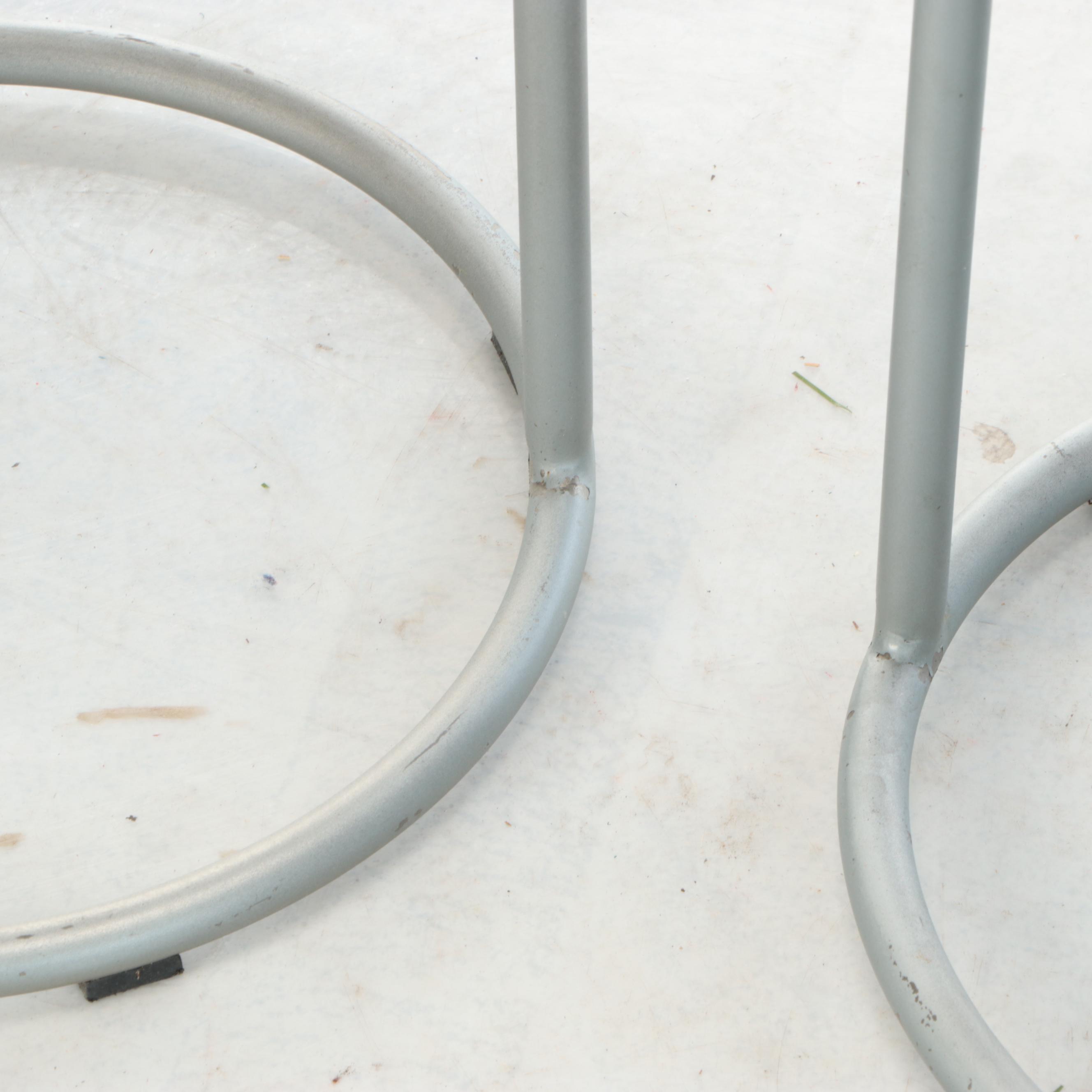 Metal Outdoor End Tables with Stone Table Tops