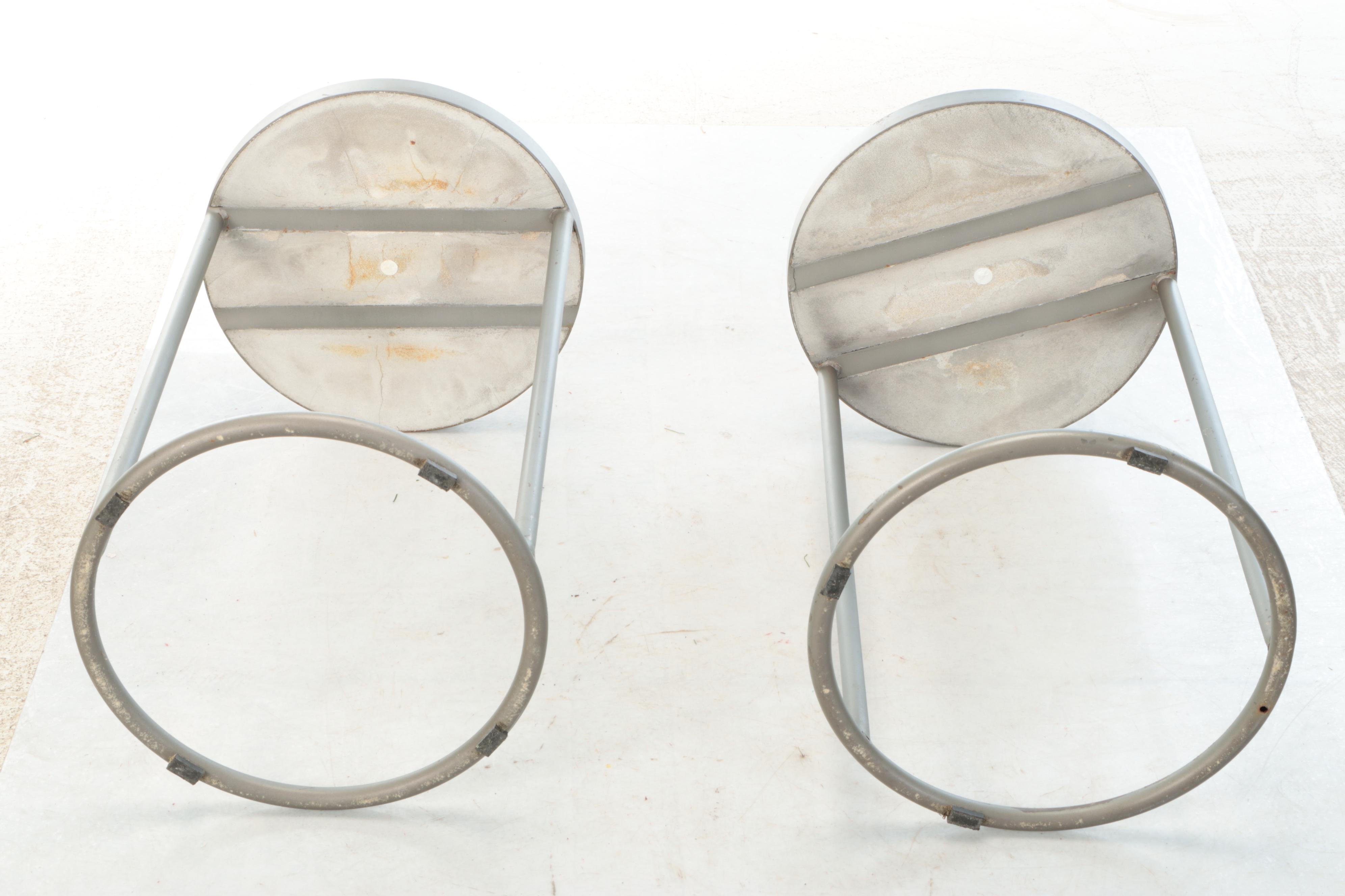 Metal Outdoor End Tables with Stone Table Tops