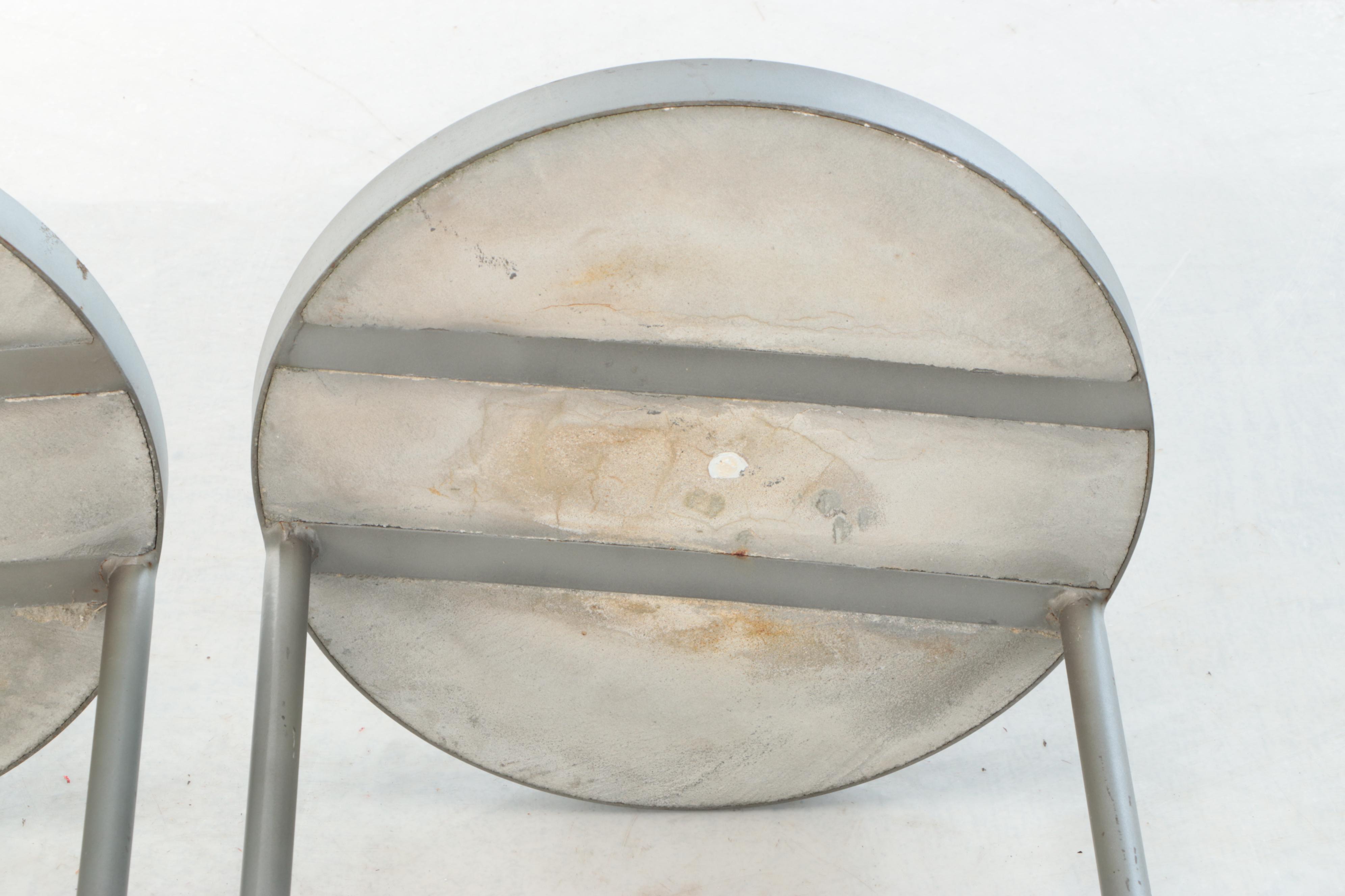 Metal Outdoor End Tables with Stone Table Tops