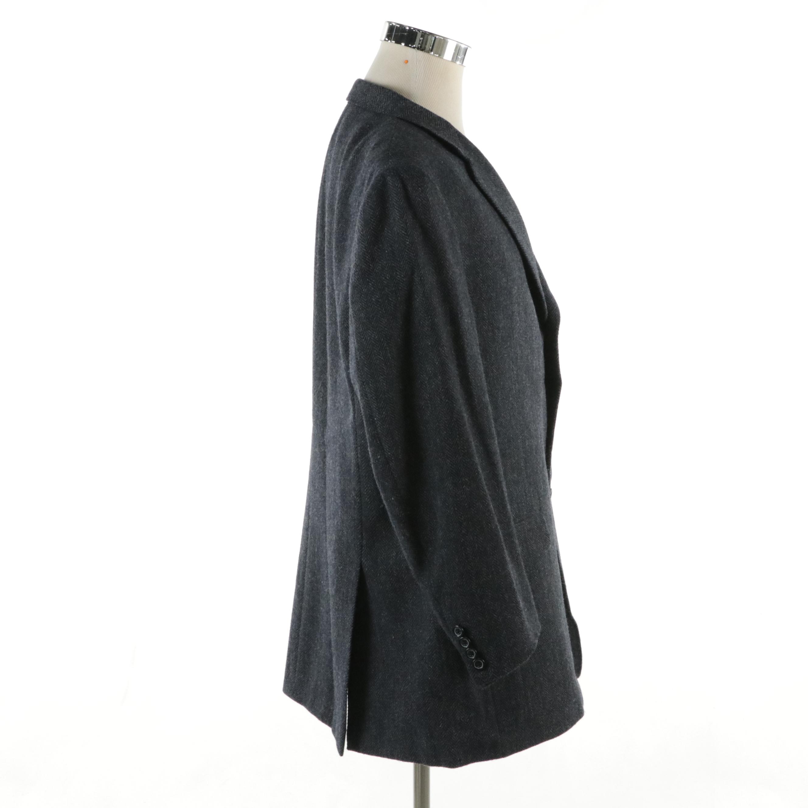 Men's Burberry London Blue Wool/Alpaca Herringbone Blazer